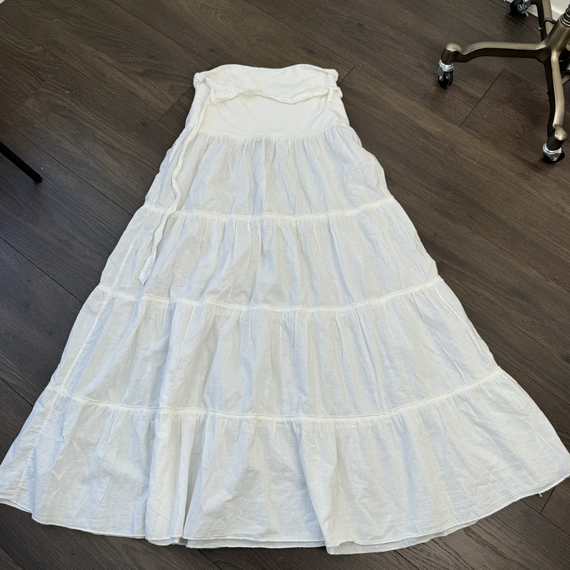 Cream Tiered Cotton Maxi Skirt – view 8