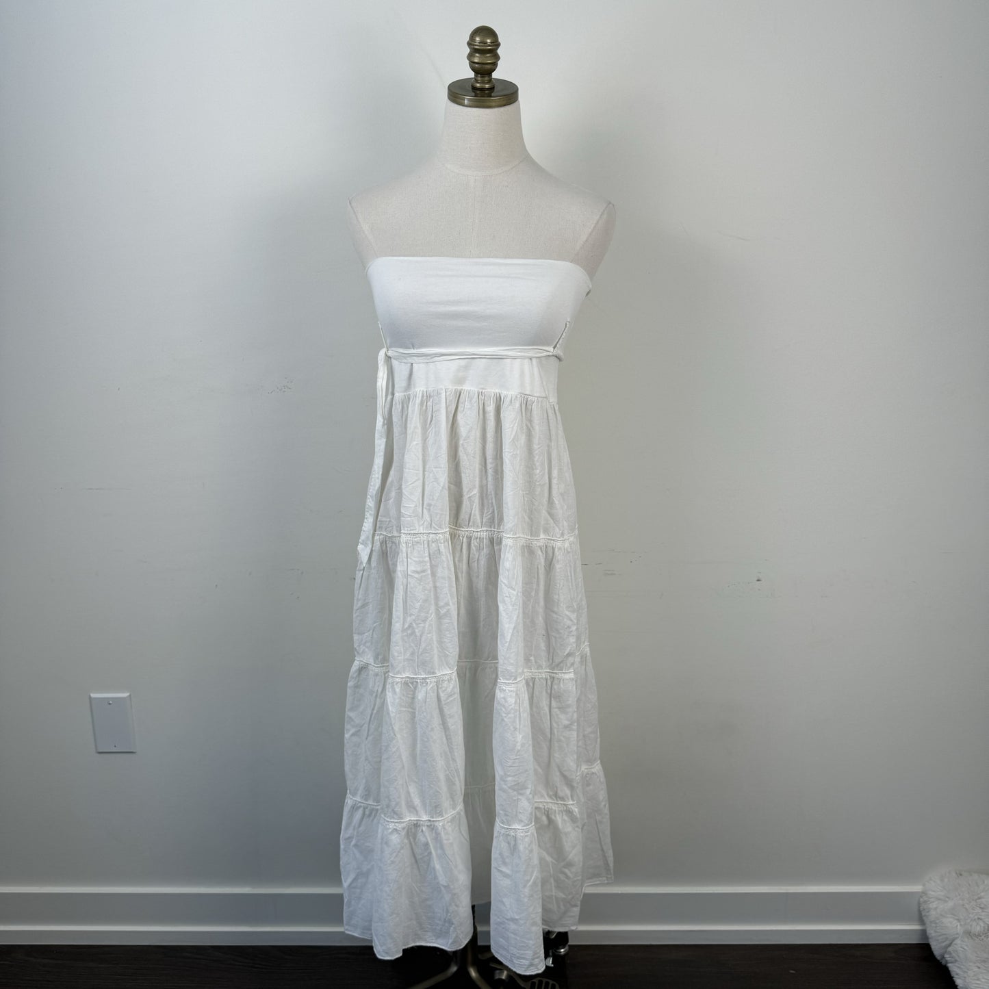 Cream Tiered Cotton Maxi Skirt – view 3