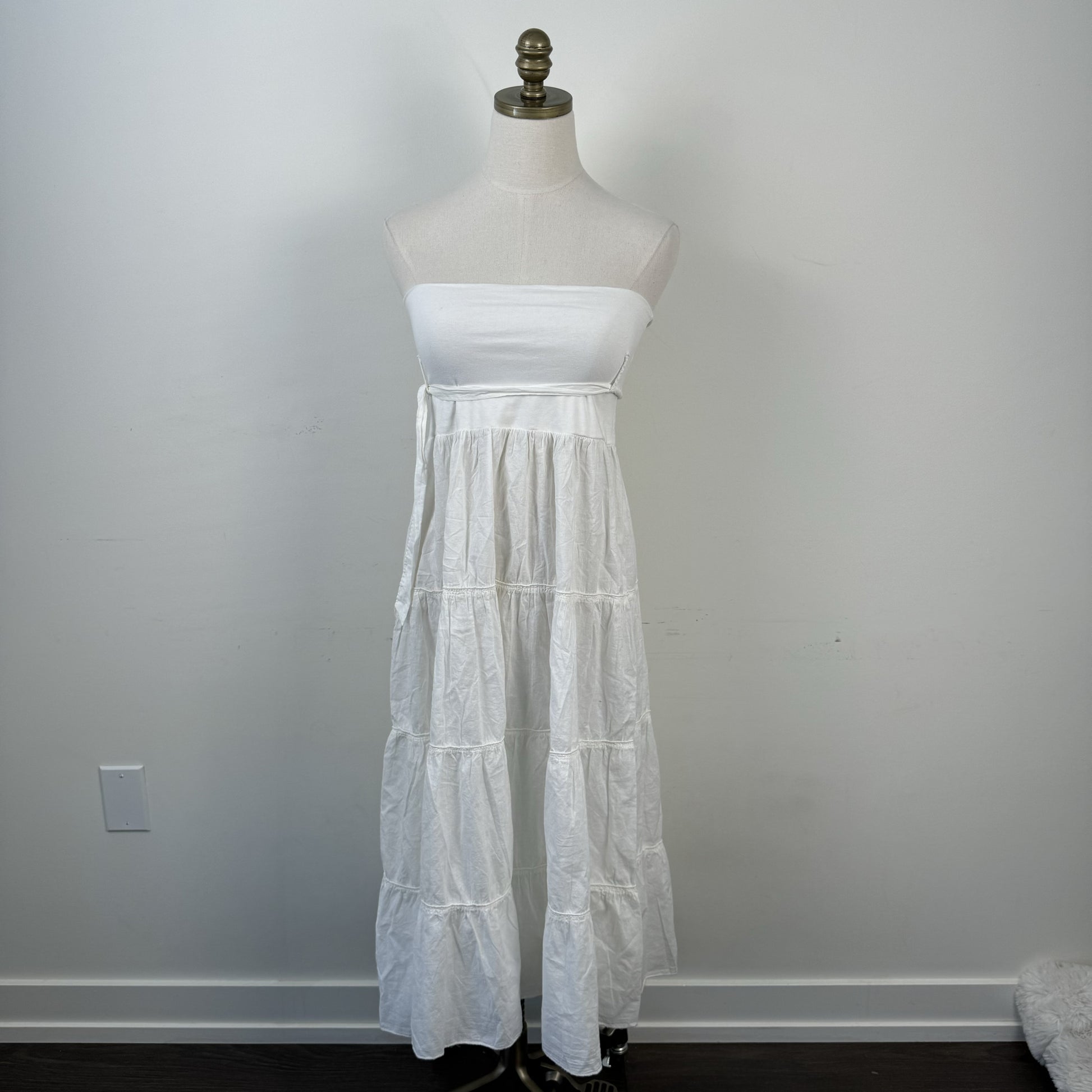 Cream Tiered Cotton Maxi Skirt – view 3