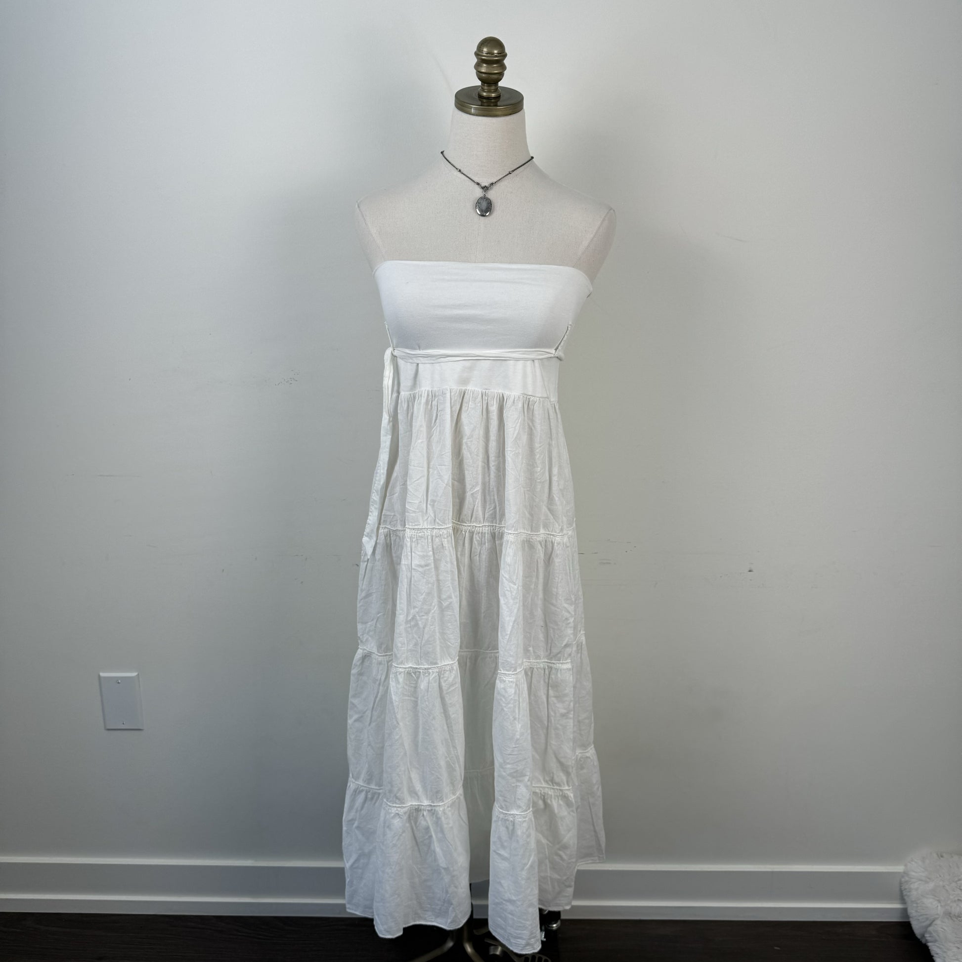 Cream Tiered Cotton Maxi Skirt – view 4