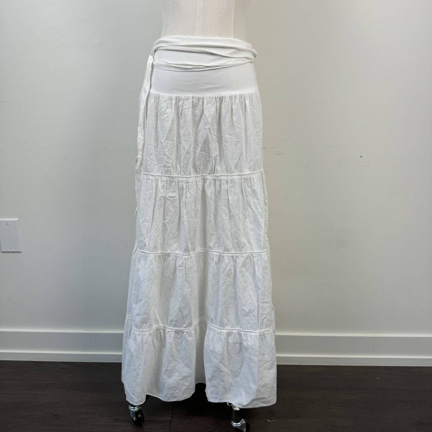 Cream Tiered Cotton Maxi Skirt – view 1