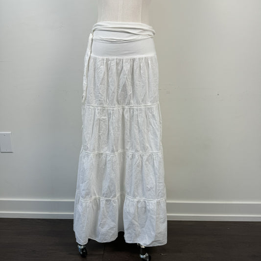 Cream Tiered Cotton Maxi Skirt – view 1
