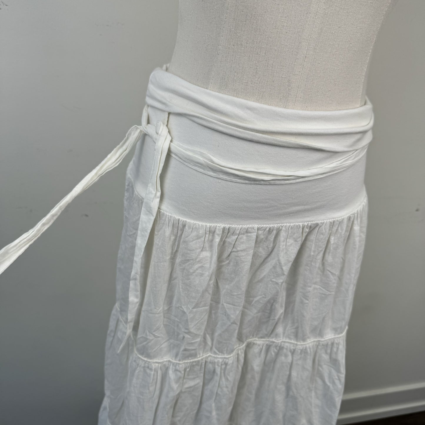 Cream Tiered Cotton Maxi Skirt – view 5