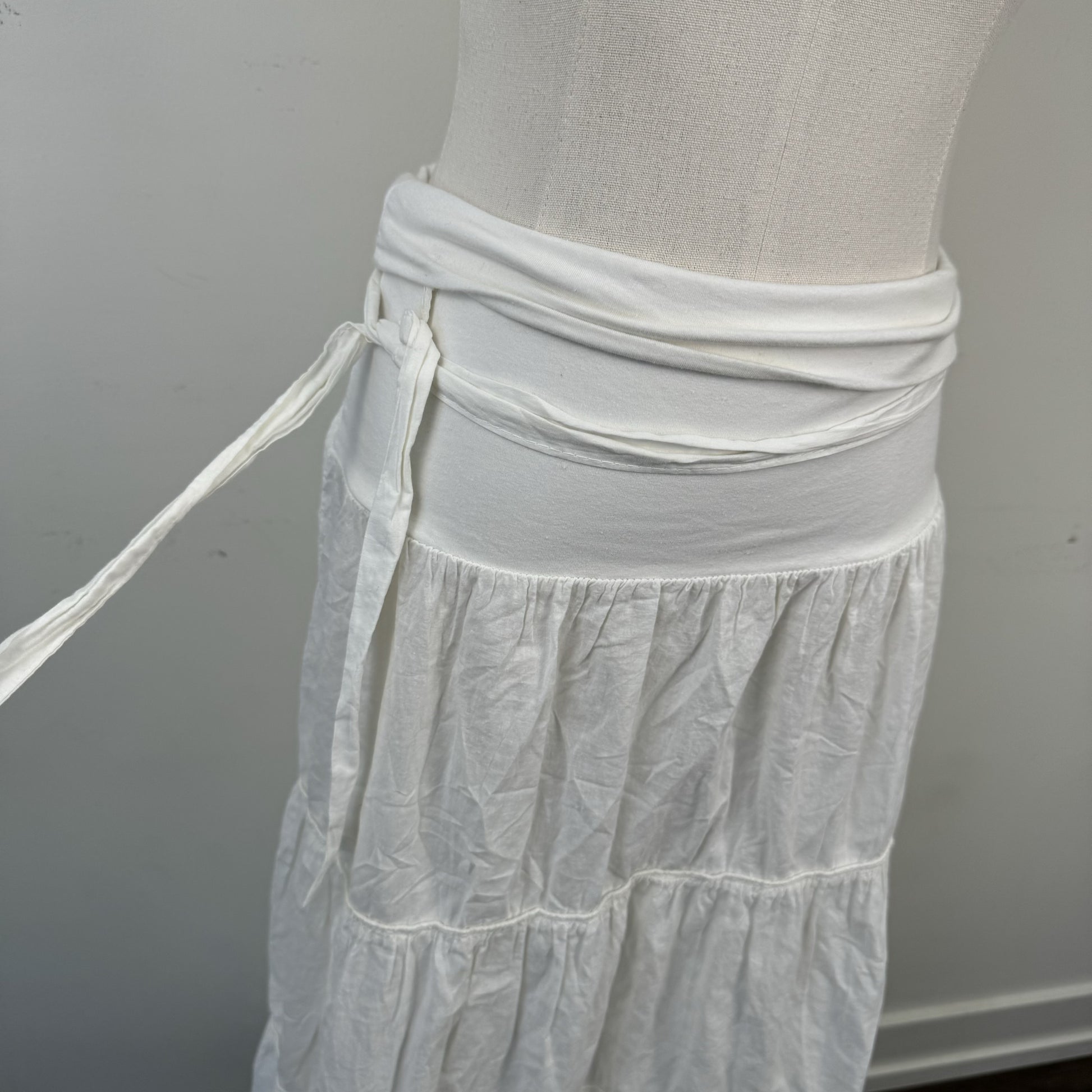 Cream Tiered Cotton Maxi Skirt – view 5