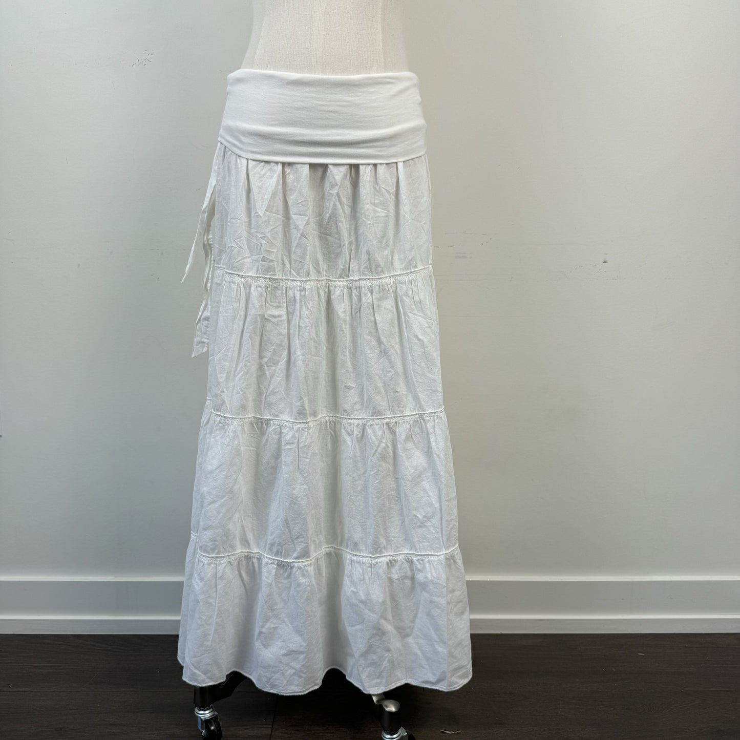 Cream Tiered Cotton Maxi Skirt – view 6