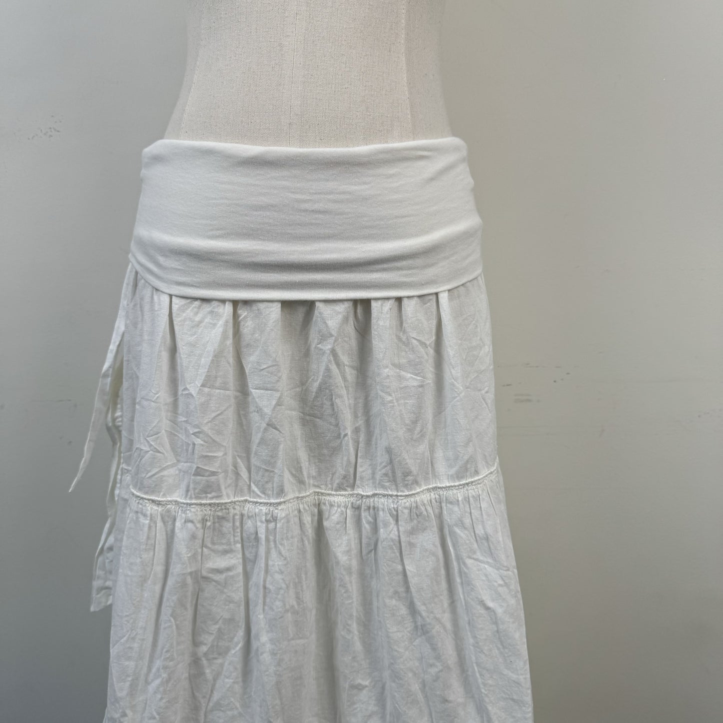 Cream Tiered Cotton Maxi Skirt – view 7