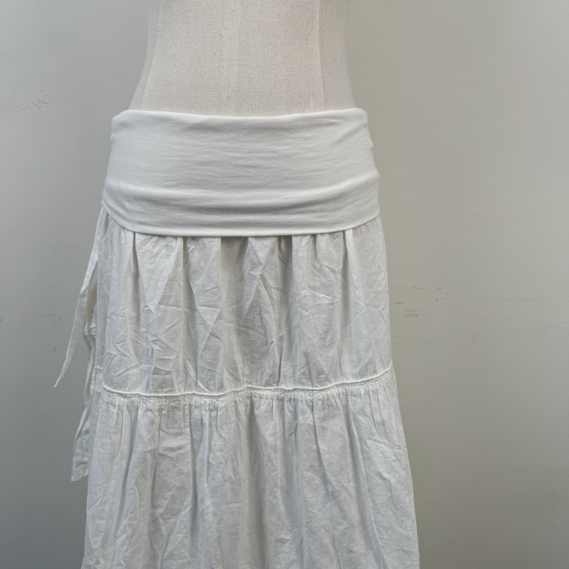 Cream Tiered Cotton Maxi Skirt – view 7