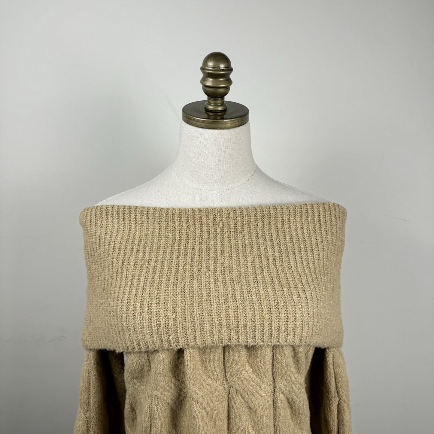 Camel Soft Knit Off Shoulder Sweater – view 5