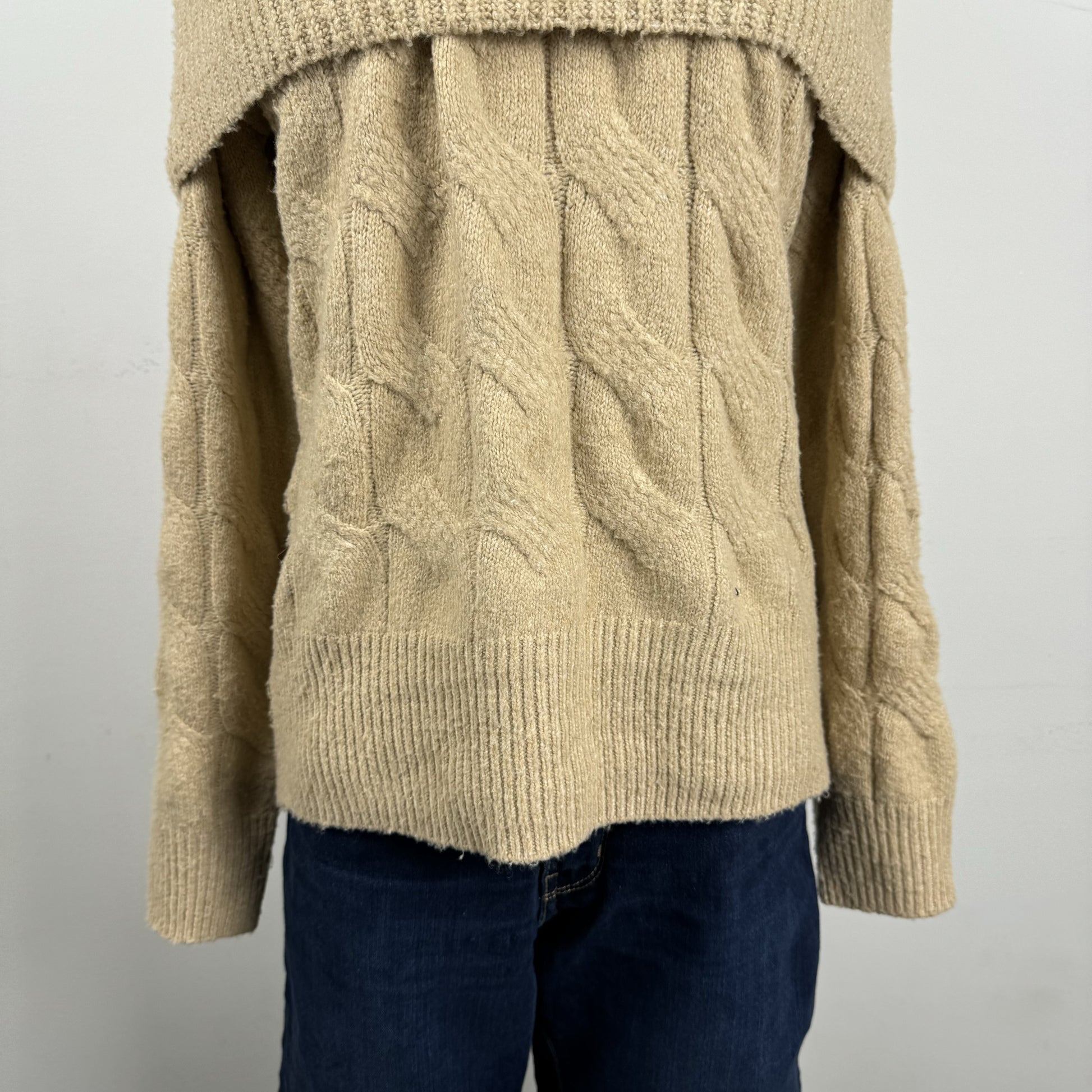 Camel Soft Knit Off Shoulder Sweater – view 6