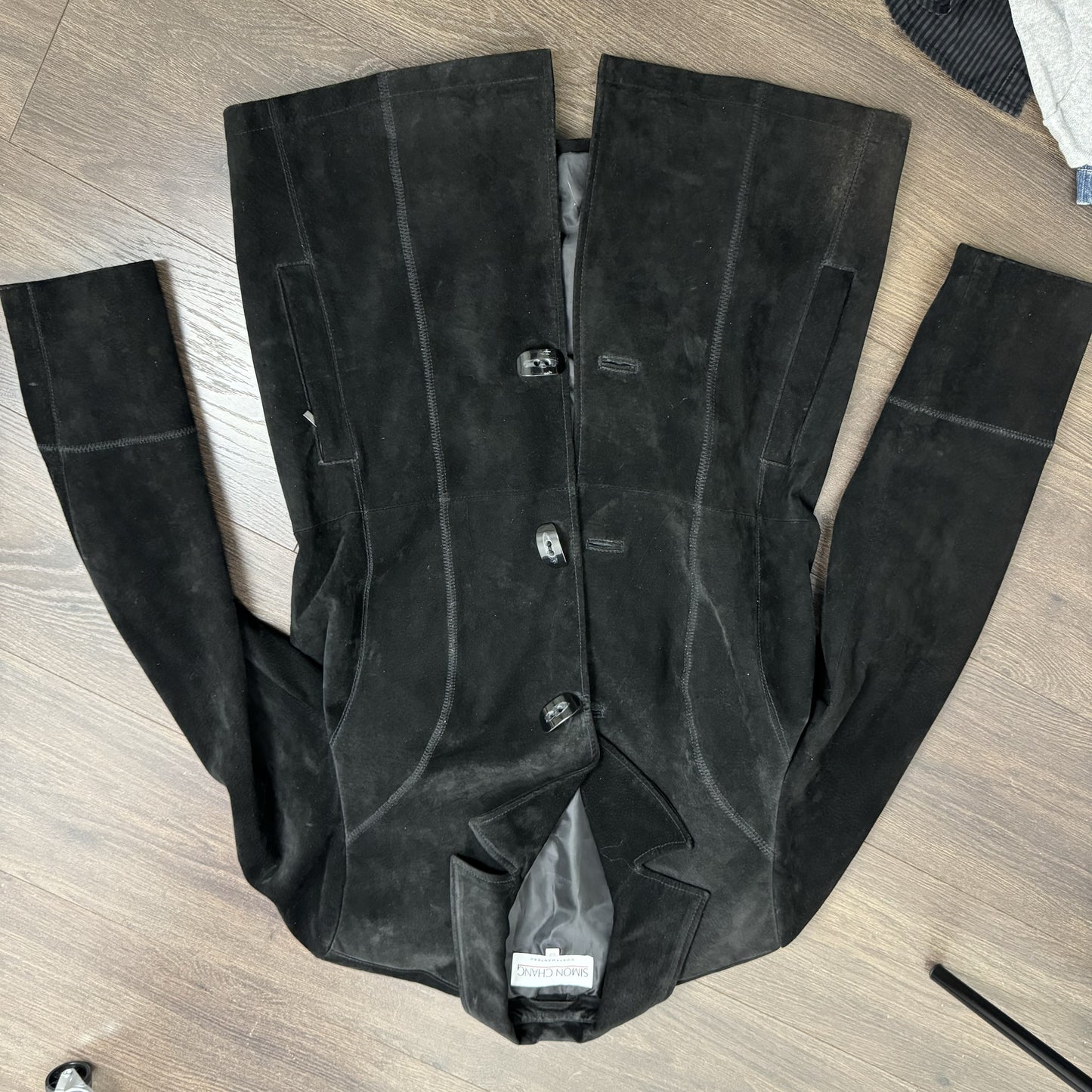 Black Suede Trench Coat – view 2