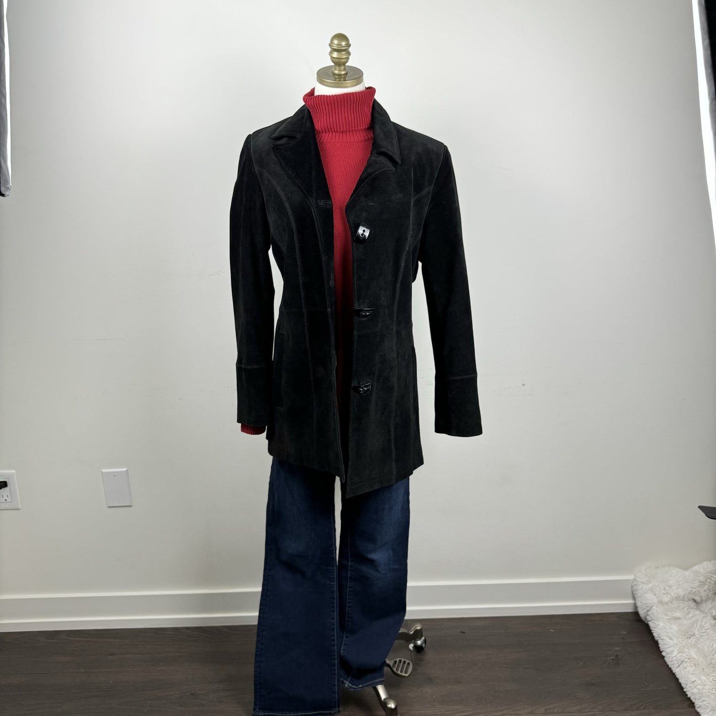 Black Suede Trench Coat – view 6