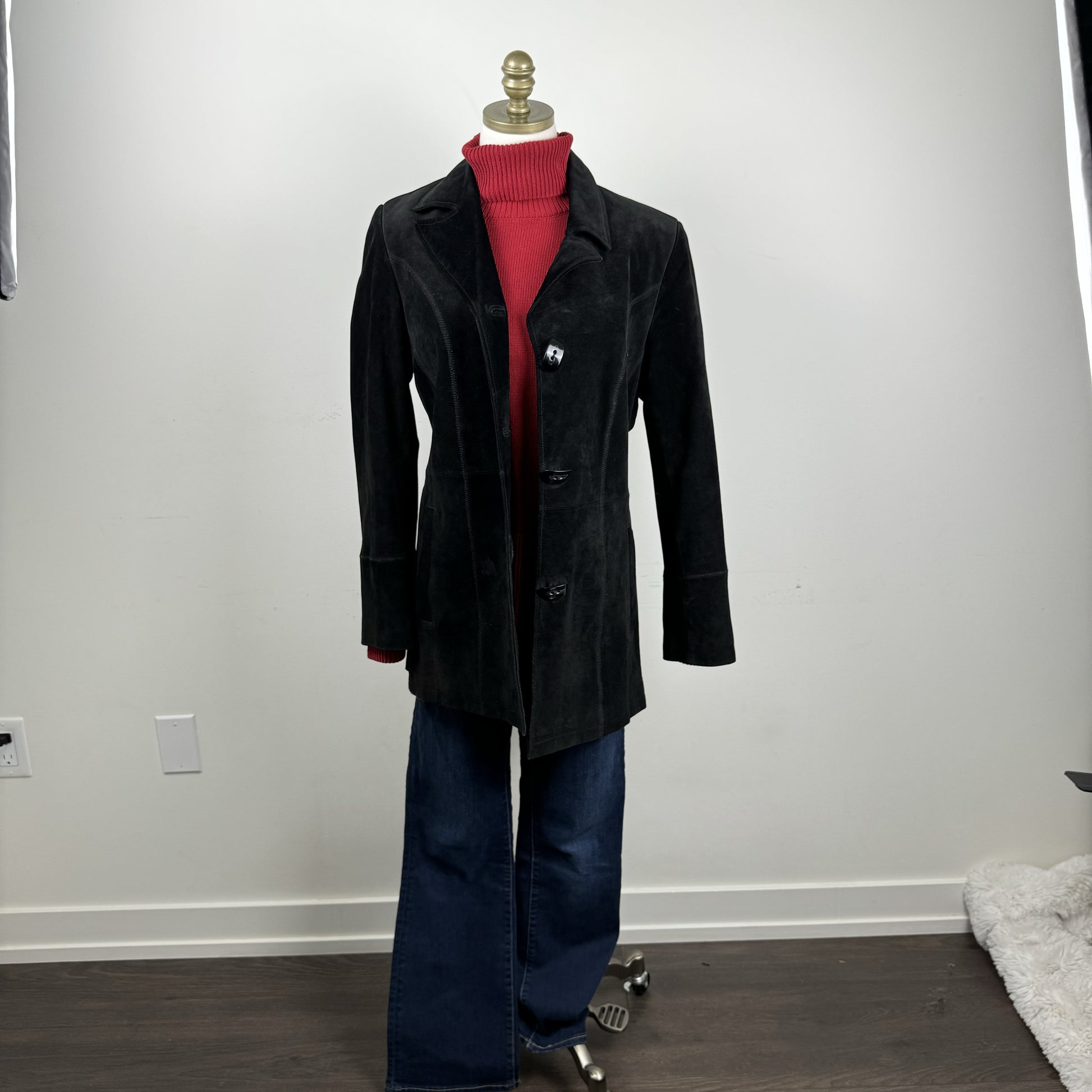 Black Suede Trench Coat – view 6