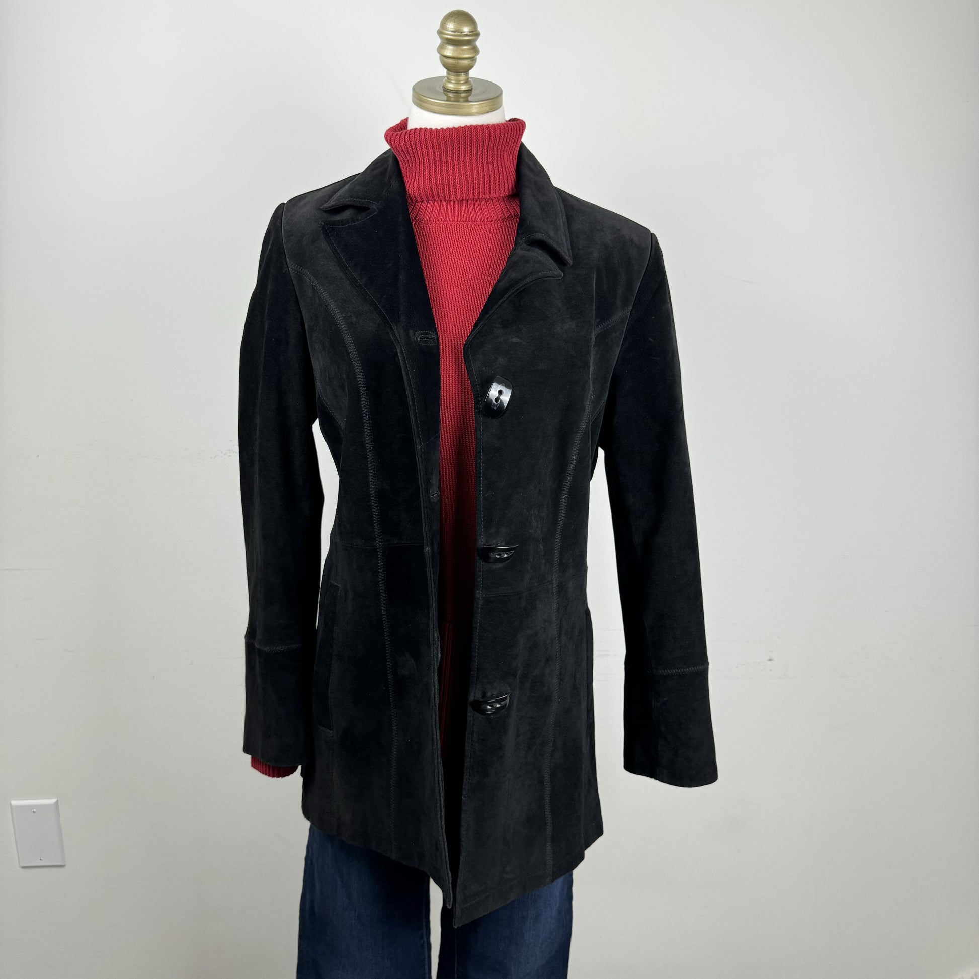 Black Suede Trench Coat – view 7