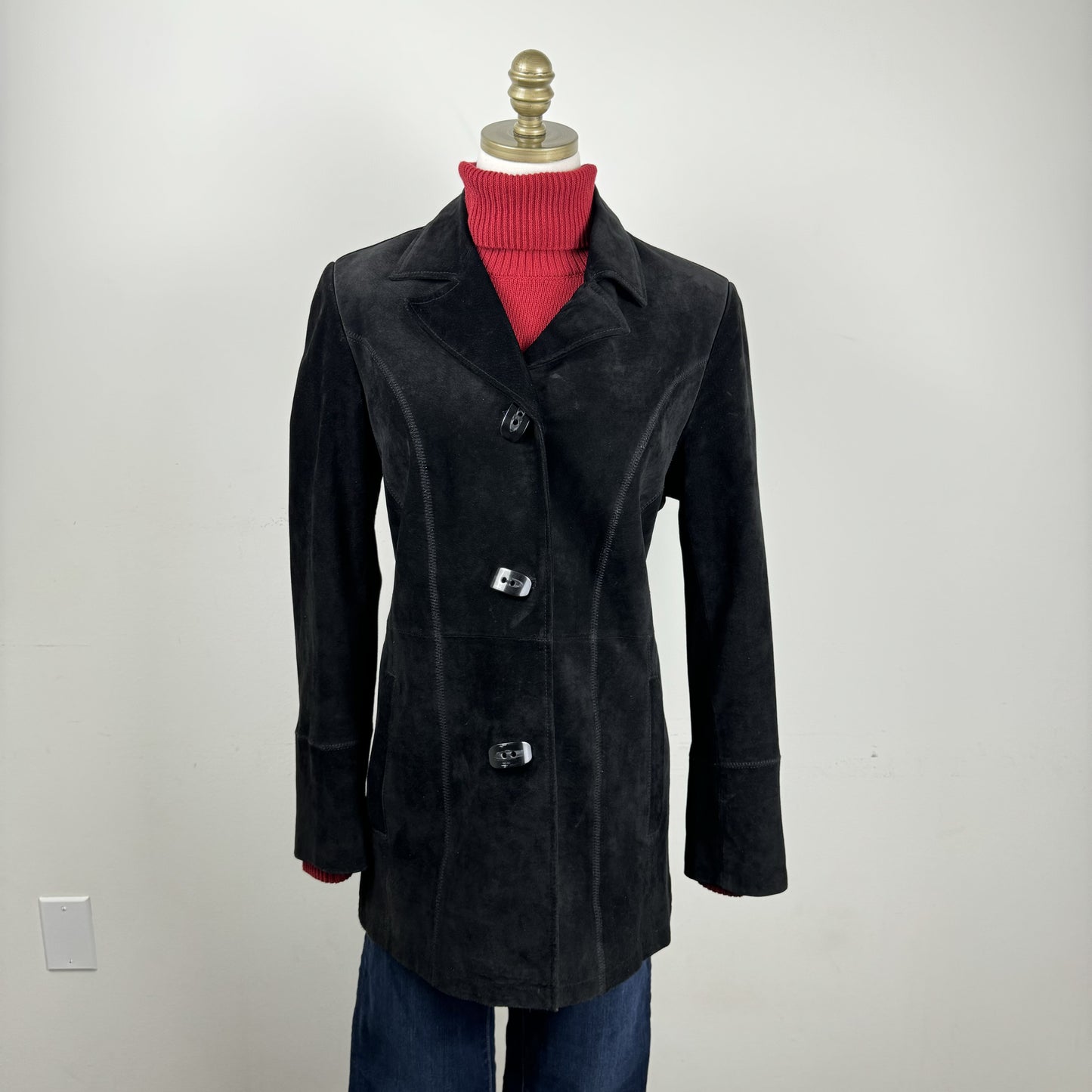 Black Suede Trench Coat – view 1