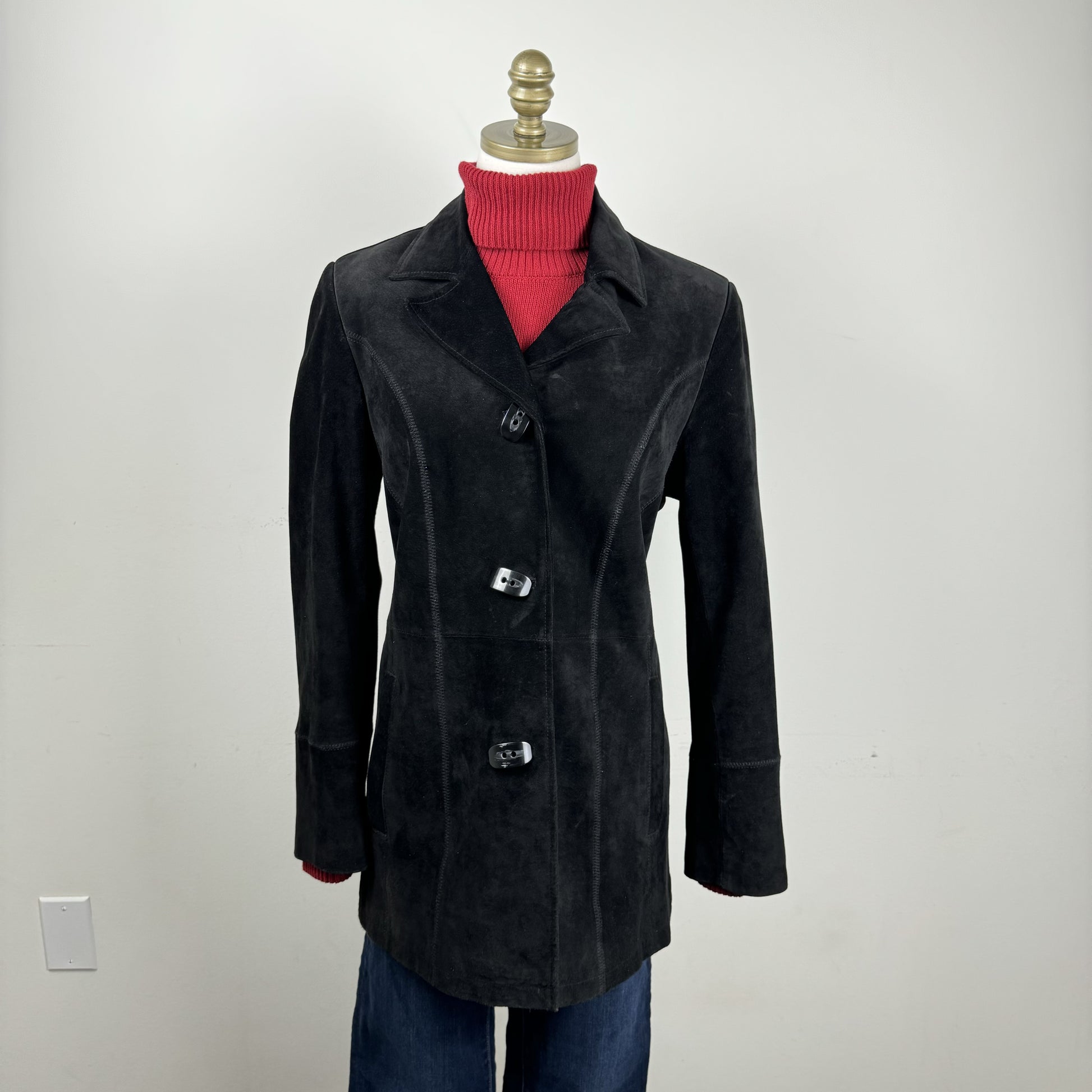 Black Suede Trench Coat – view 1