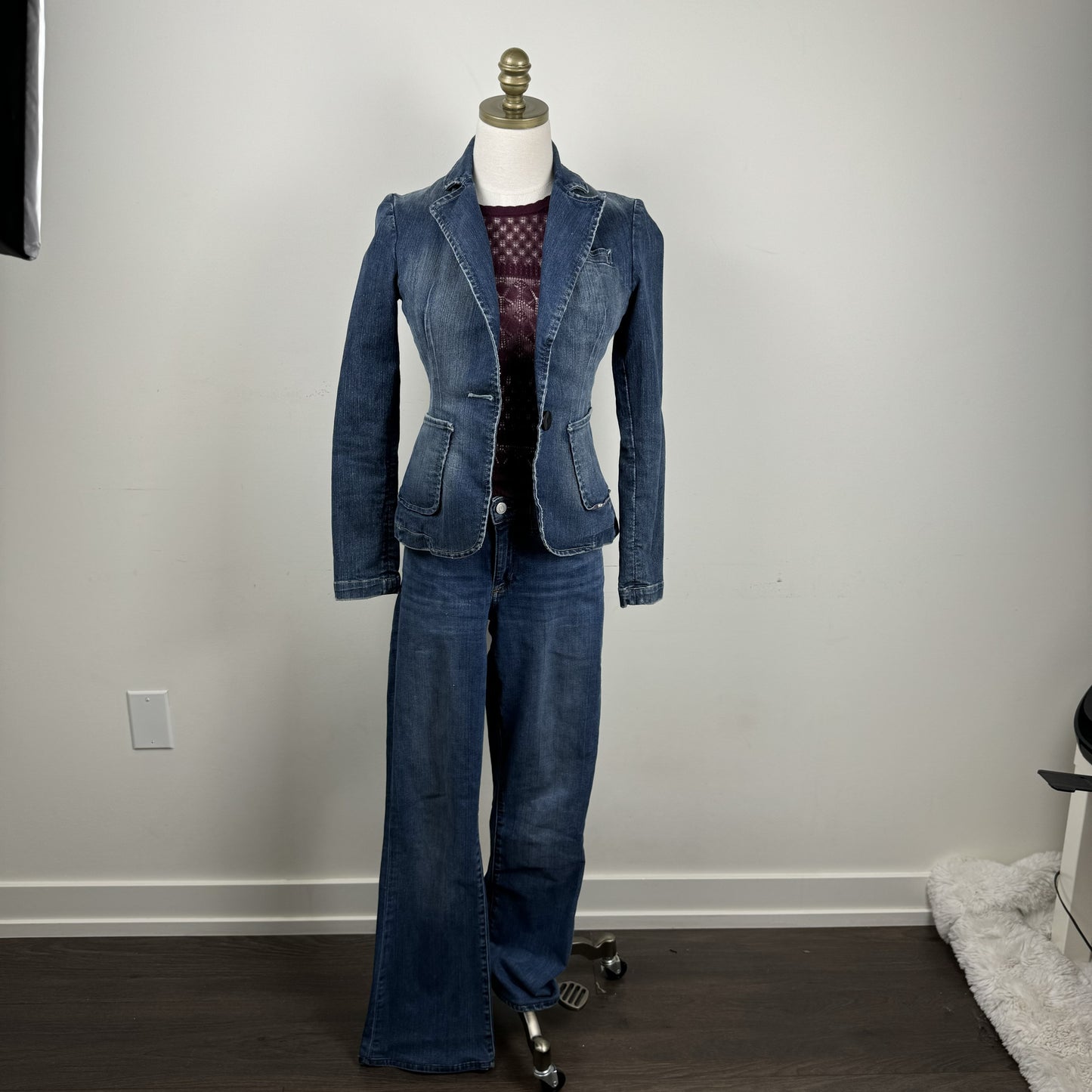 Vintage Fitted Denim Blazer Jacket – view 4