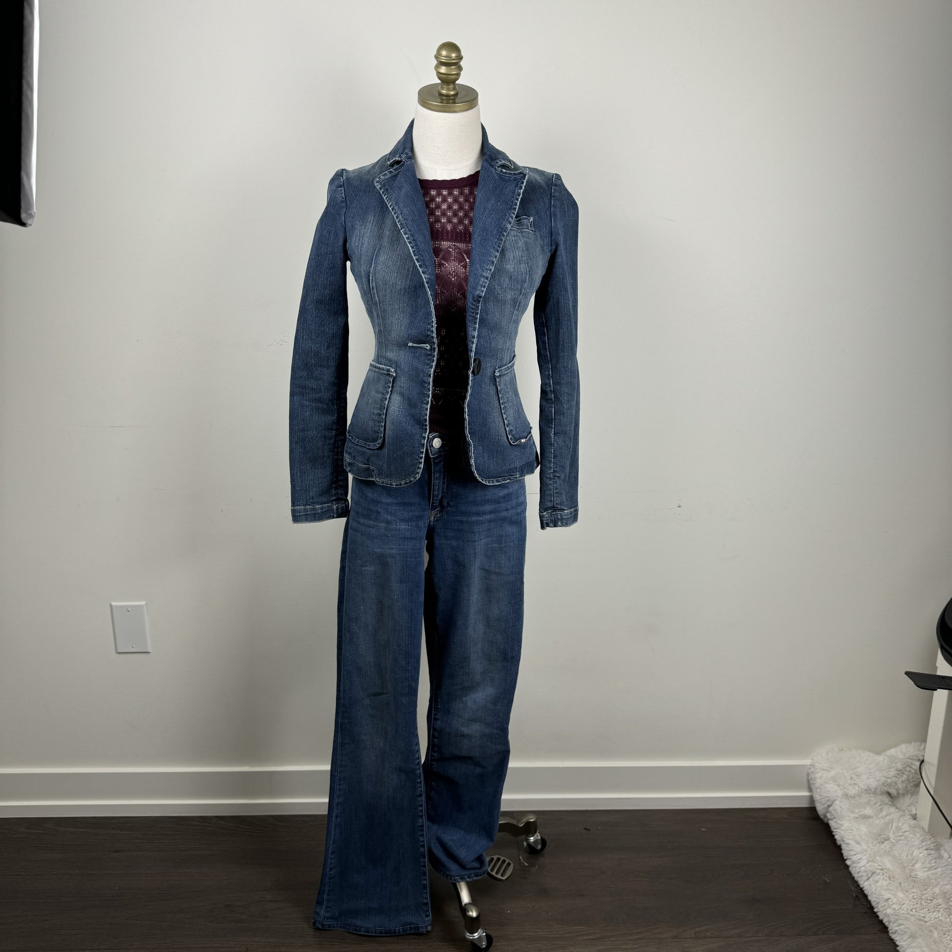 Vintage Fitted Denim Blazer Jacket – view 4