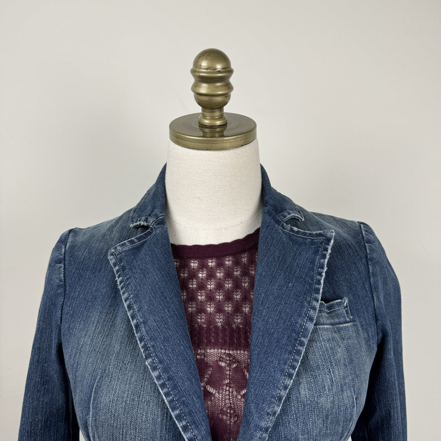 Vintage Fitted Denim Blazer Jacket – view 7
