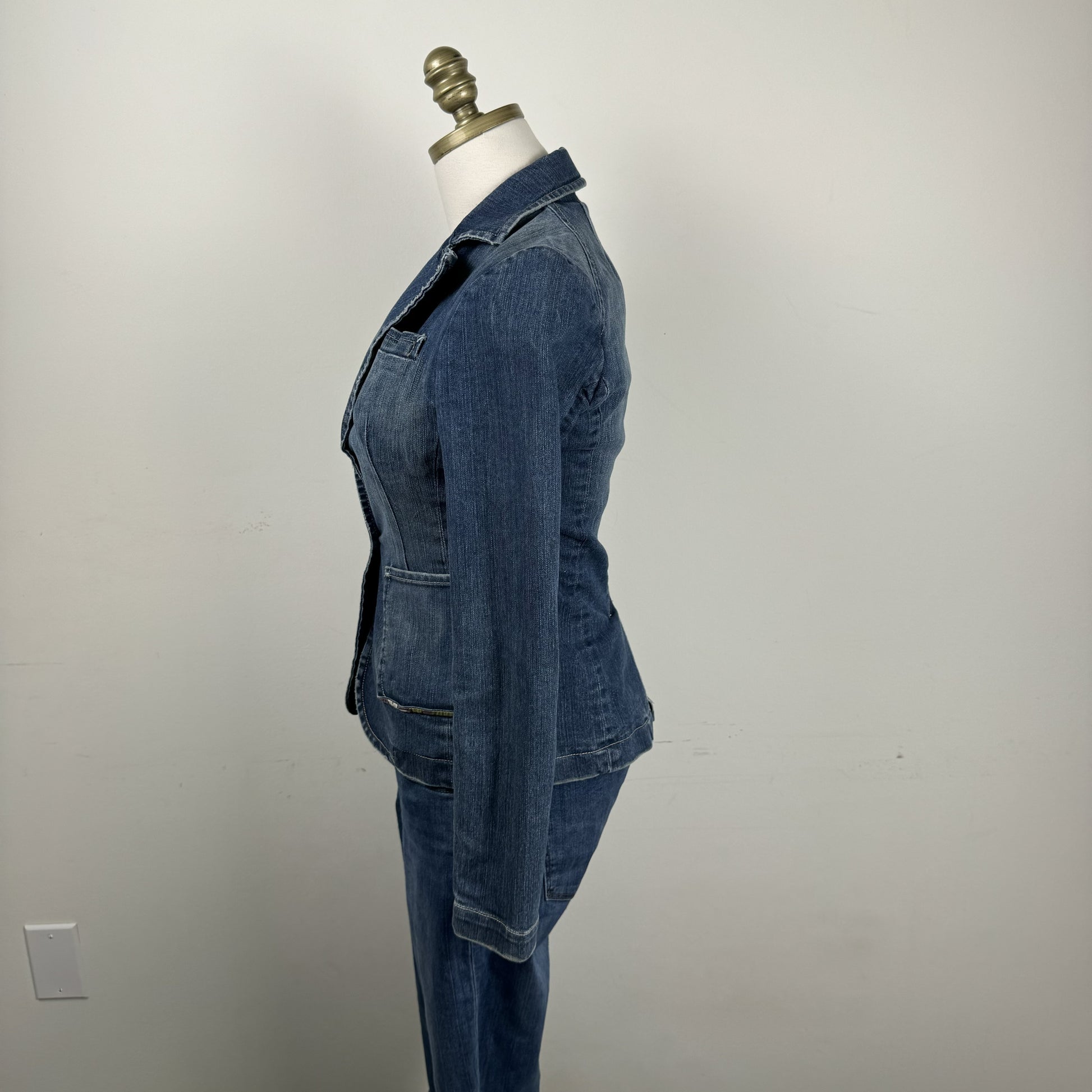 Vintage Fitted Denim Blazer Jacket – view 8