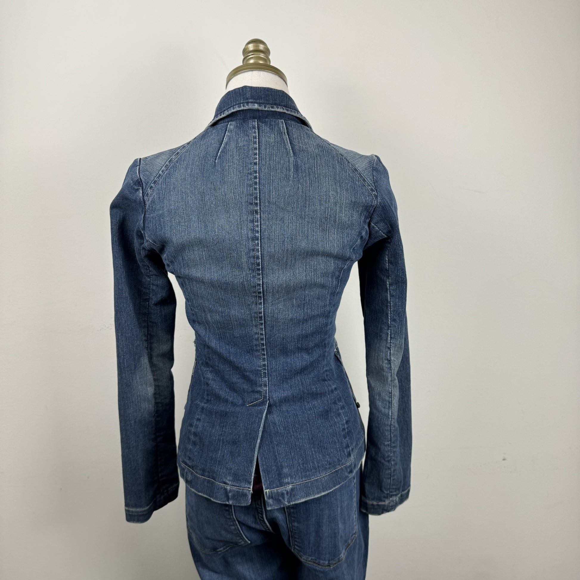 Vintage Fitted Denim Blazer Jacket – view 9