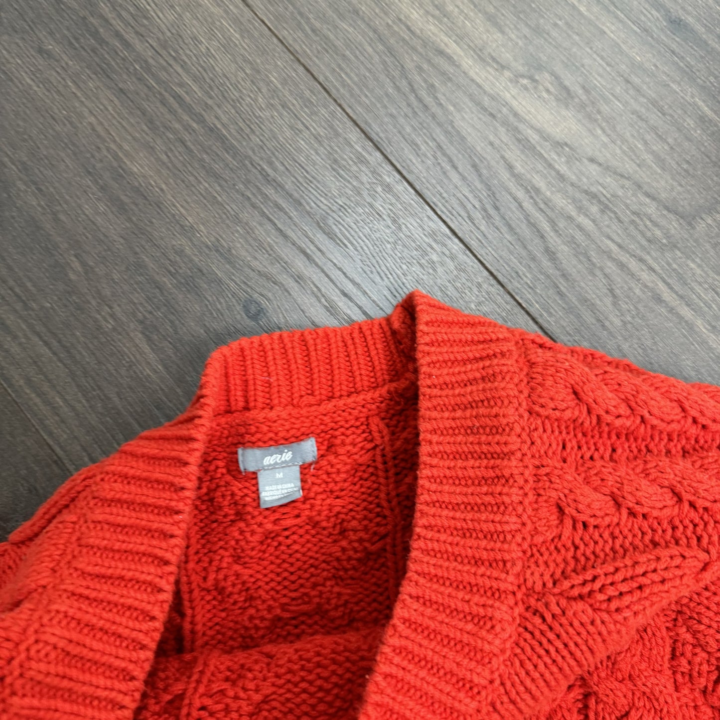 Aerie Red Cable Knit Sweater – view 3