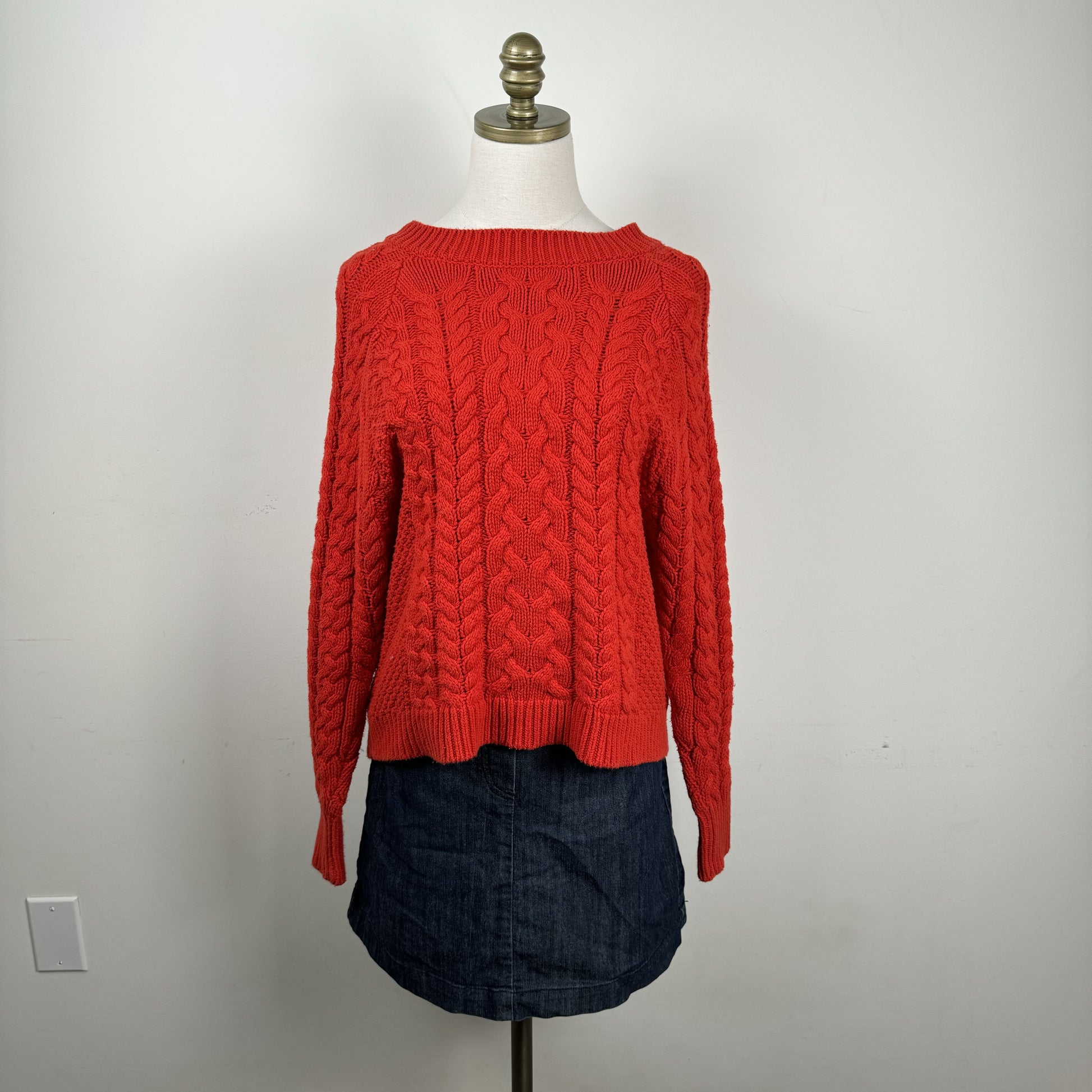 Aerie Red Cable Knit Sweater – view 4
