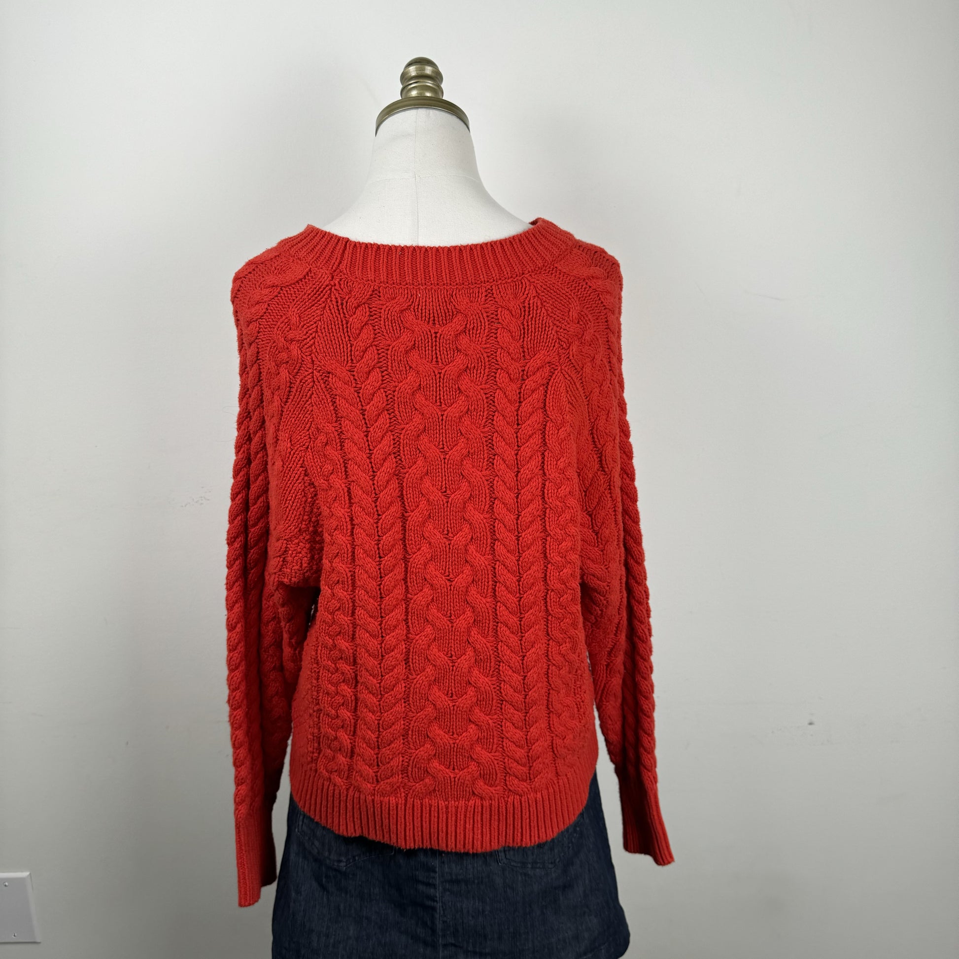 Aerie Red Cable Knit Sweater – view 7