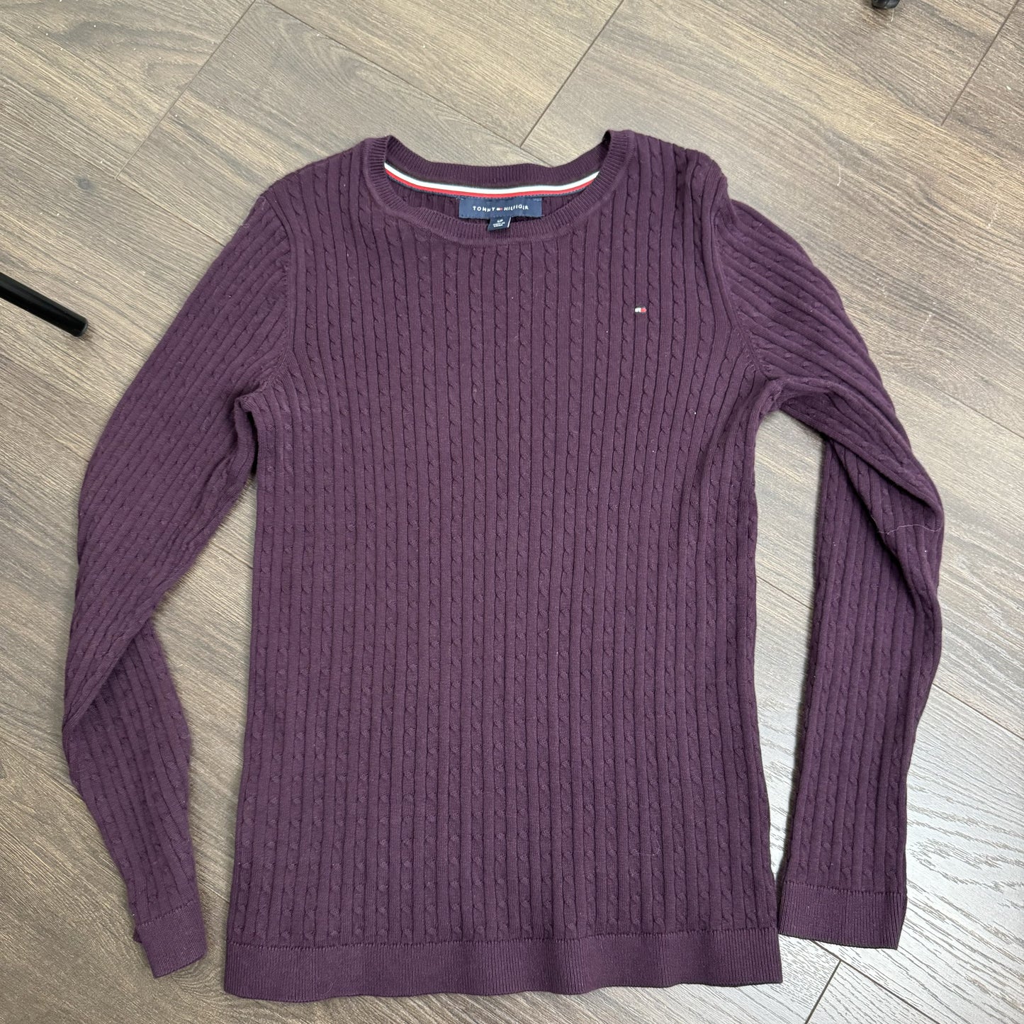 Tommy Purple Fitted Cable Knit Sweater – view 2