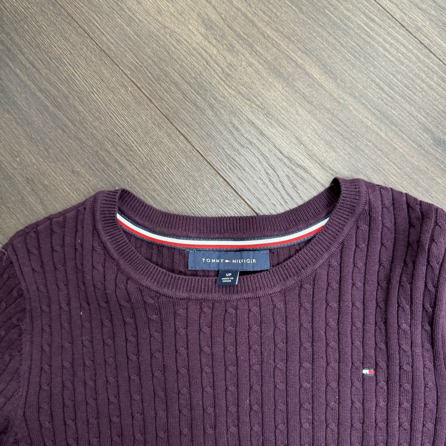 Tommy Purple Fitted Cable Knit Sweater – view 3