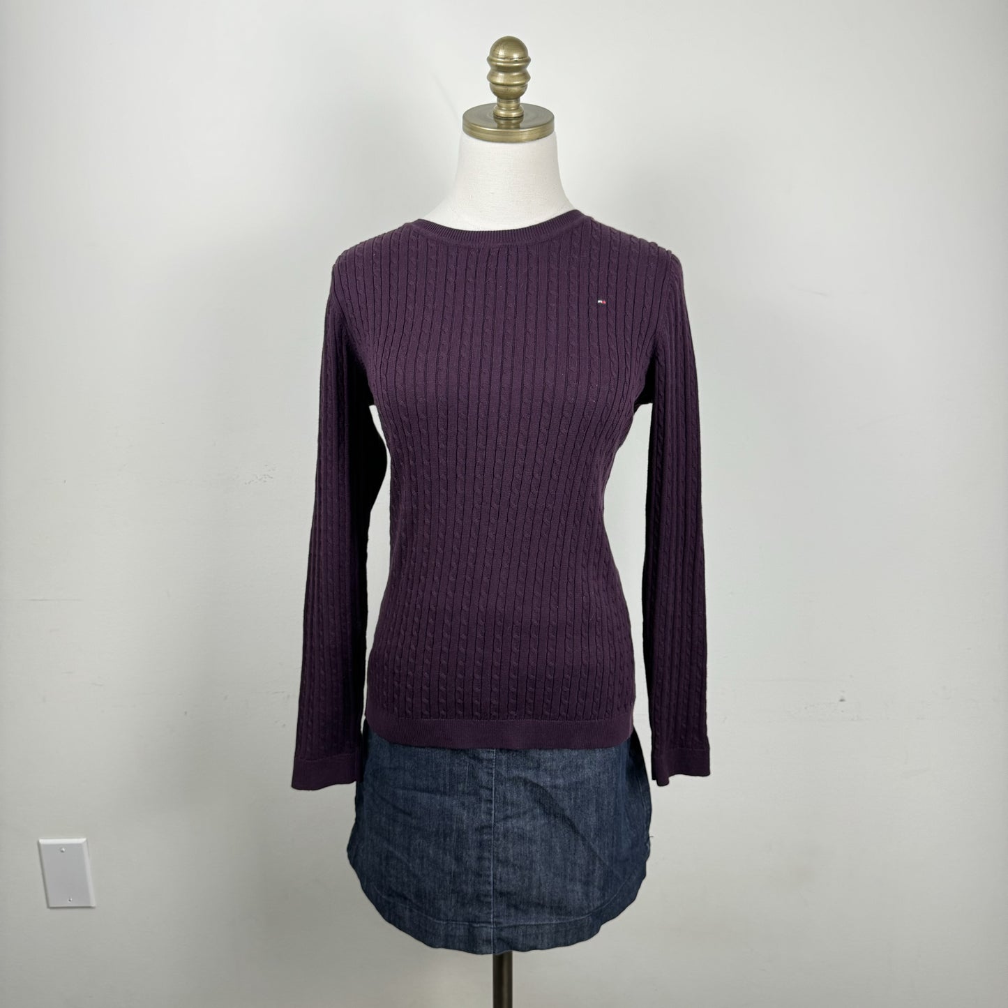 Tommy Purple Fitted Cable Knit Sweater – view 4