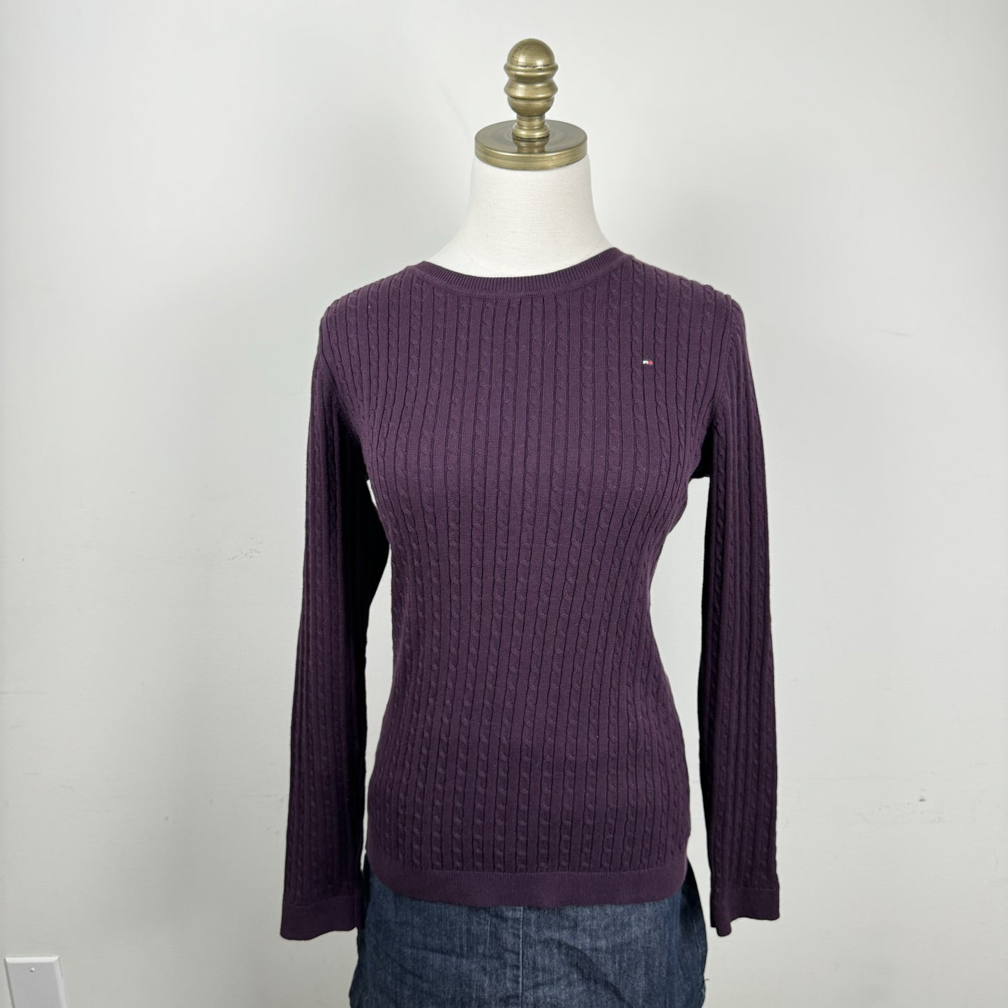 Tommy Purple Fitted Cable Knit Sweater – view 1