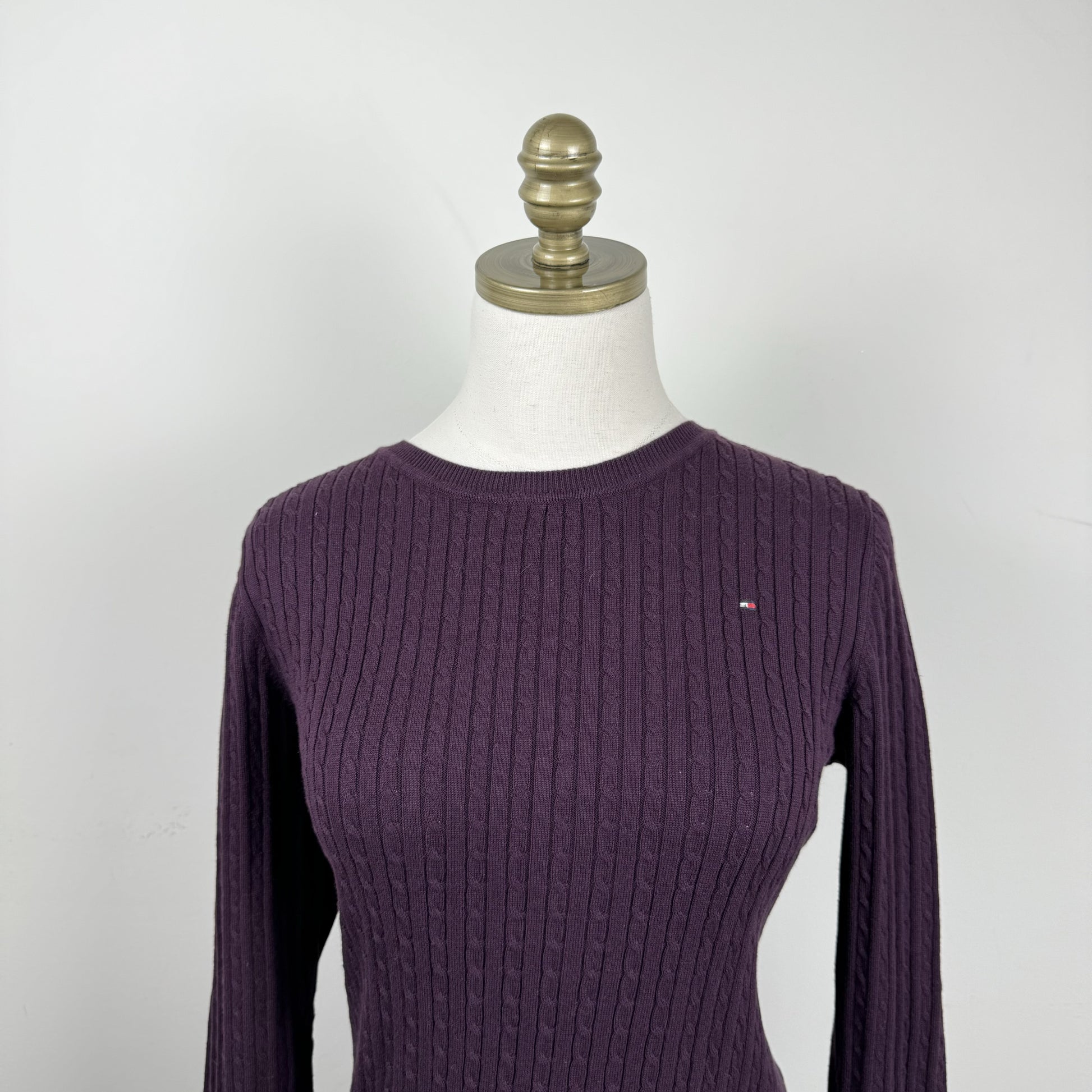 Tommy Purple Fitted Cable Knit Sweater – view 5
