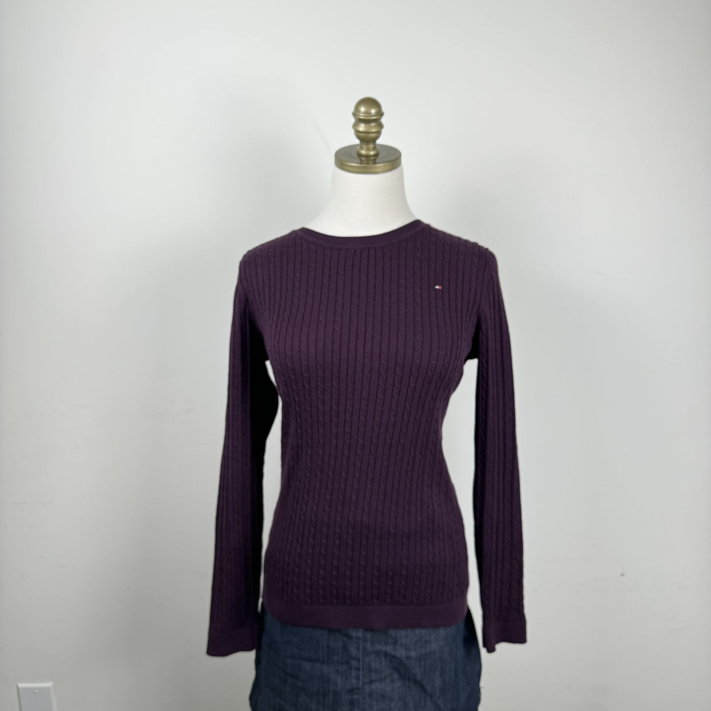 Tommy Purple Fitted Cable Knit Sweater – view 6