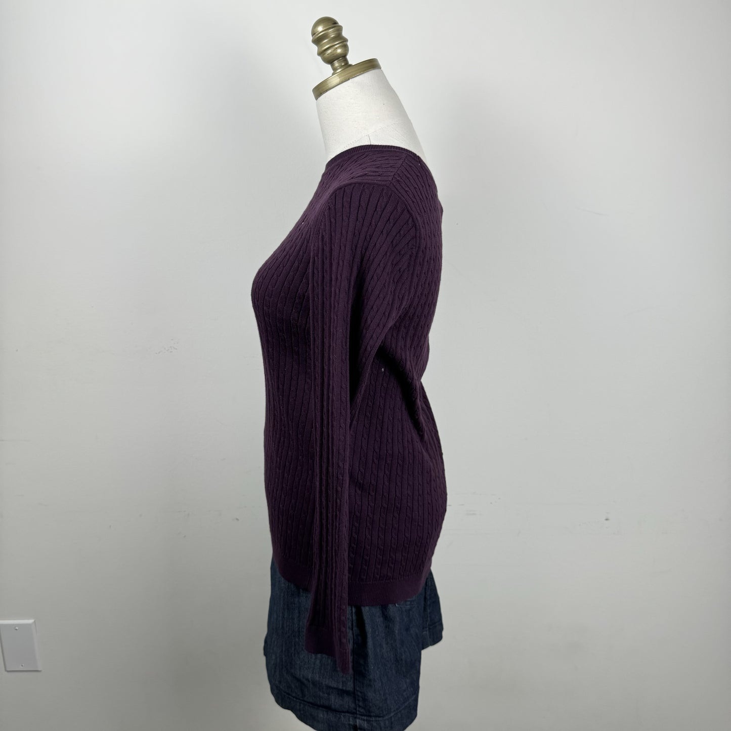 Tommy Purple Fitted Cable Knit Sweater – view 7