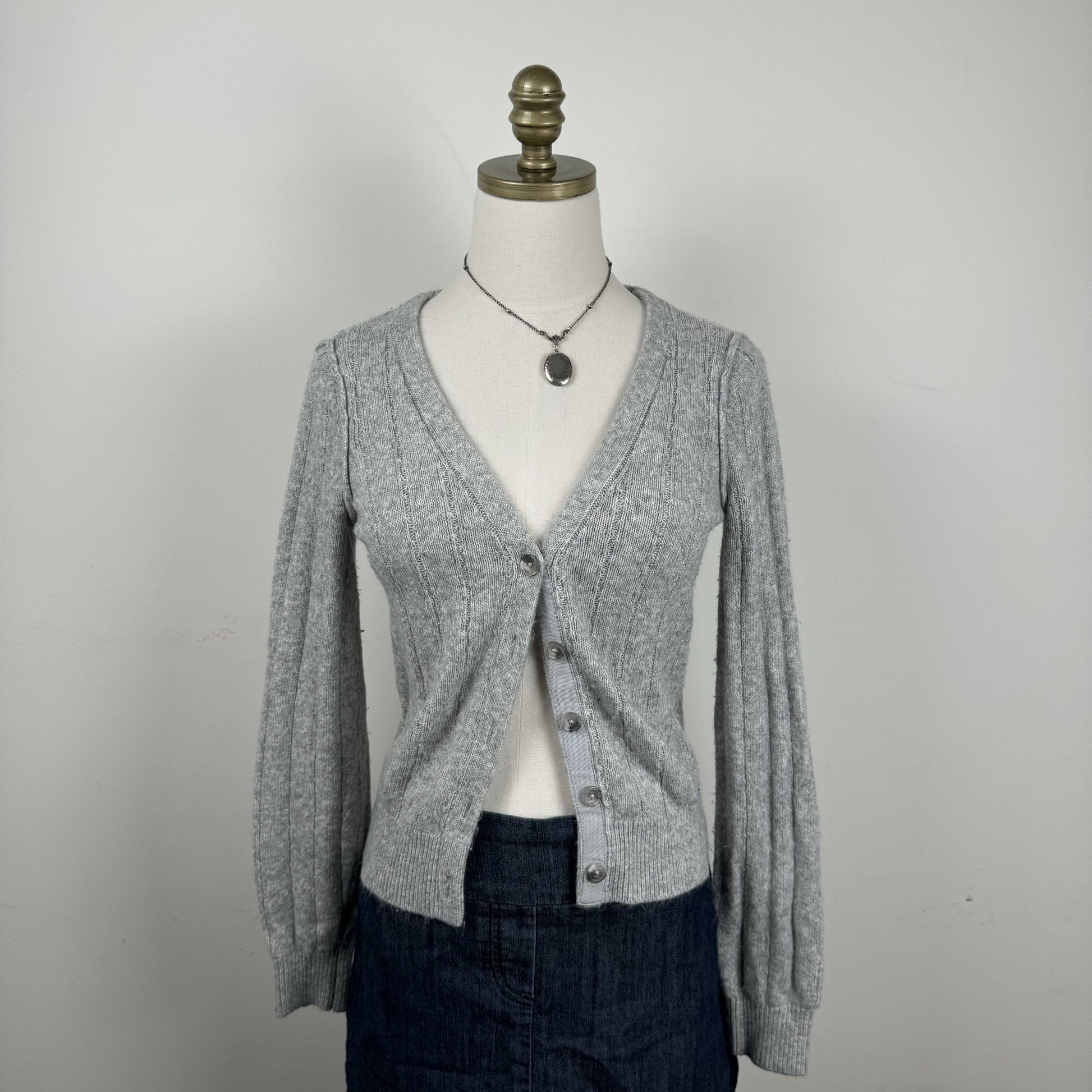 Abercrombie Light Grey Button Up Cardigan – view 5
