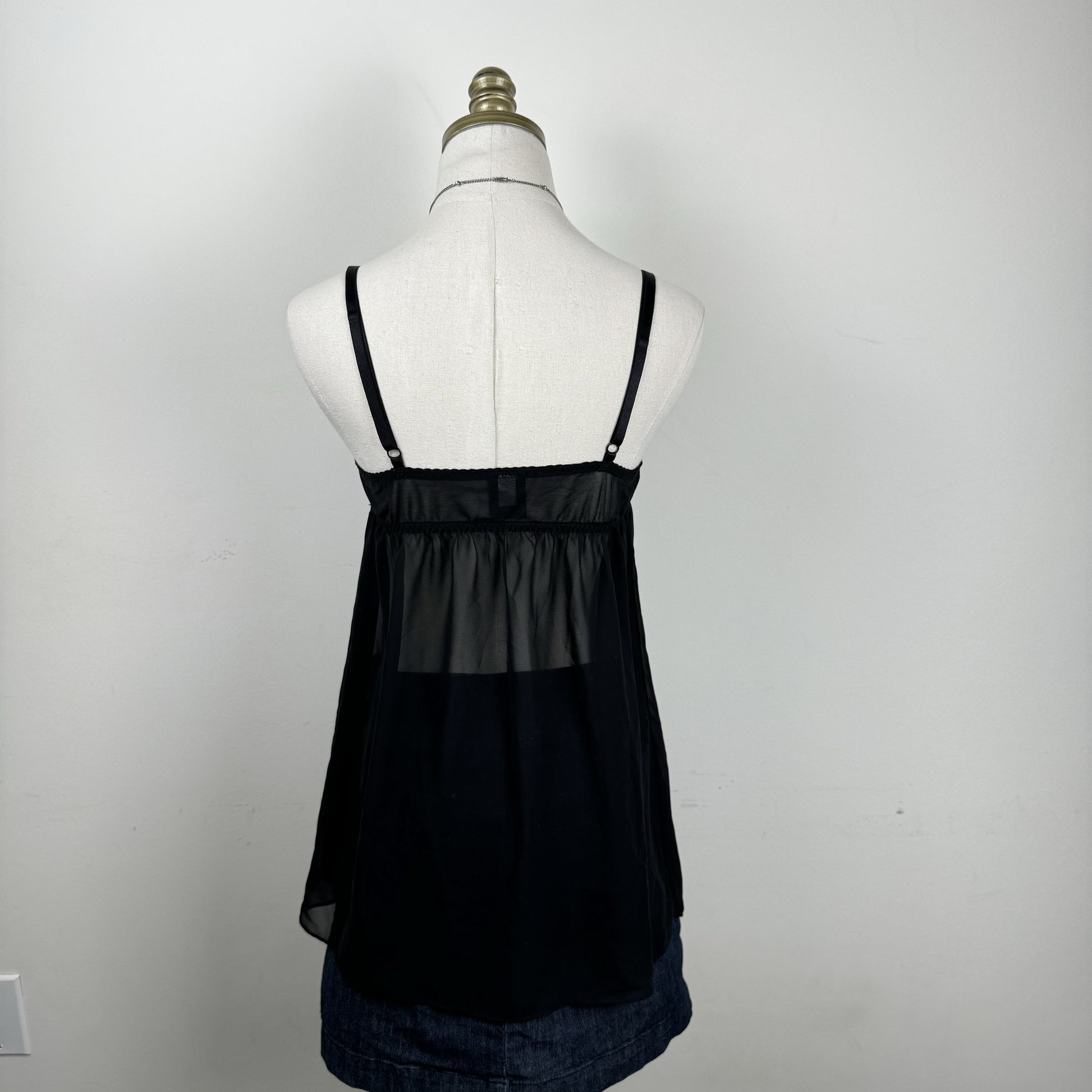 Black Lace Trim Chiffon Babydoll Top – view 11