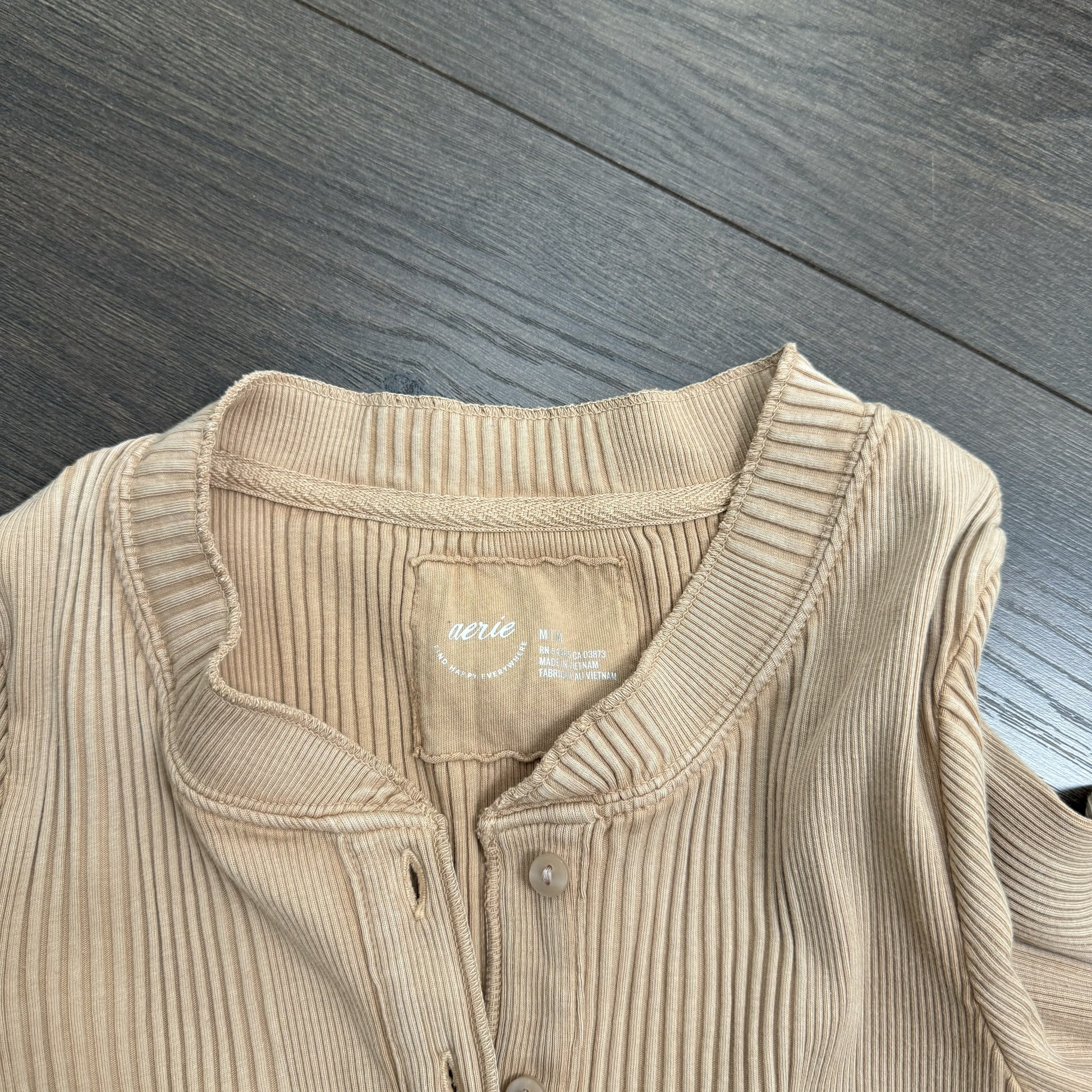 Camel Henley Long Sleeve Top – view 3