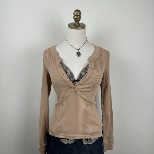 Camel Henley Long Sleeve Top – view 5