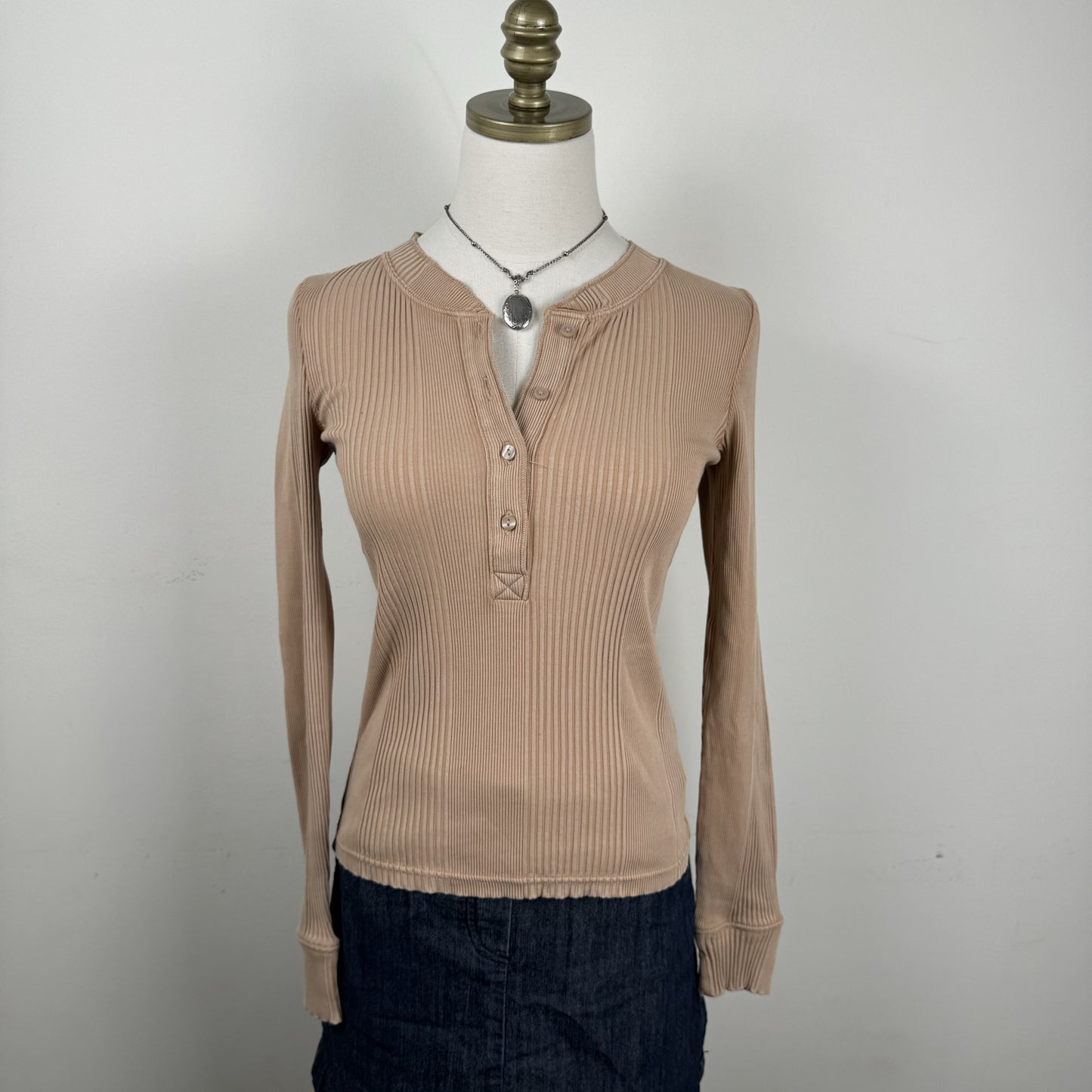 Camel Henley Long Sleeve Top – view 6