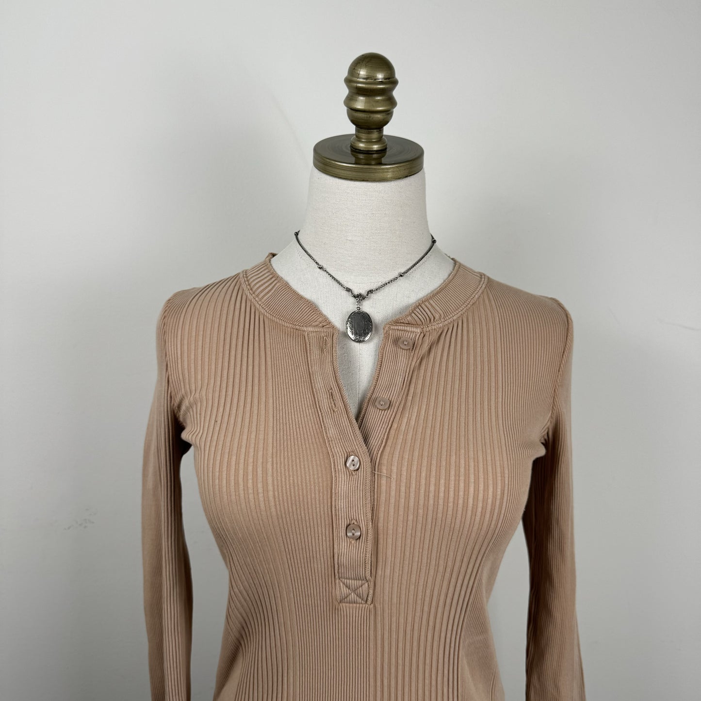 Camel Henley Long Sleeve Top – view 7
