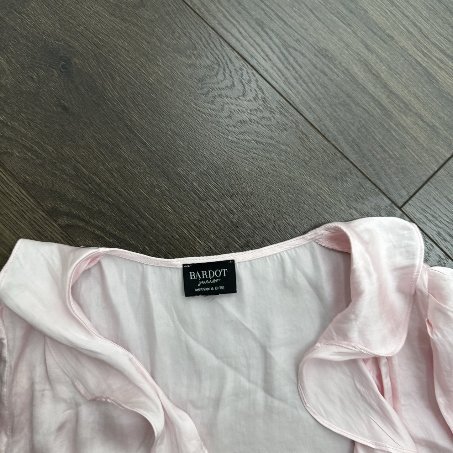 Powder Pink Ruffled Satin Mini Dress – view 3