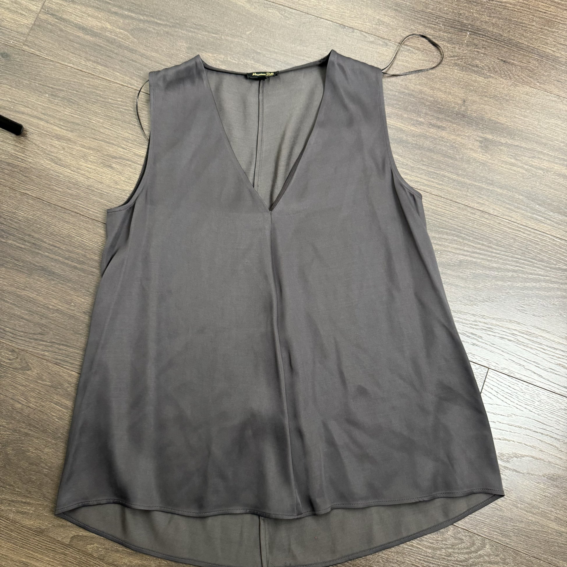 Sleeveless Taupe Satin Bouse – view 2