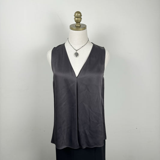 Sleeveless Taupe Satin Bouse – view 1