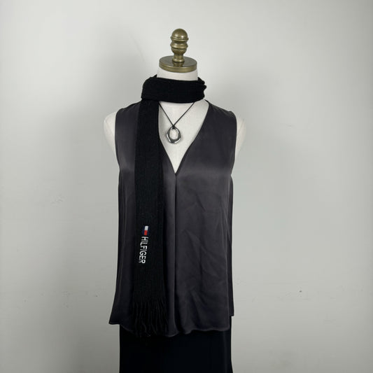 Tommy Black Skinny Scarf – view 2