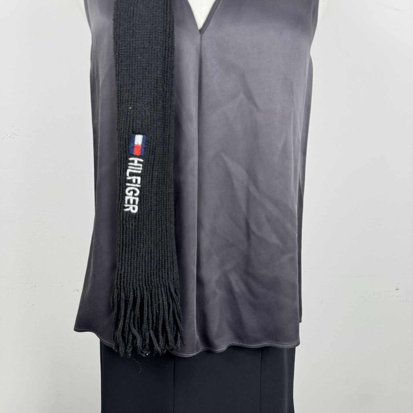 Tommy Black Skinny Scarf – view 3