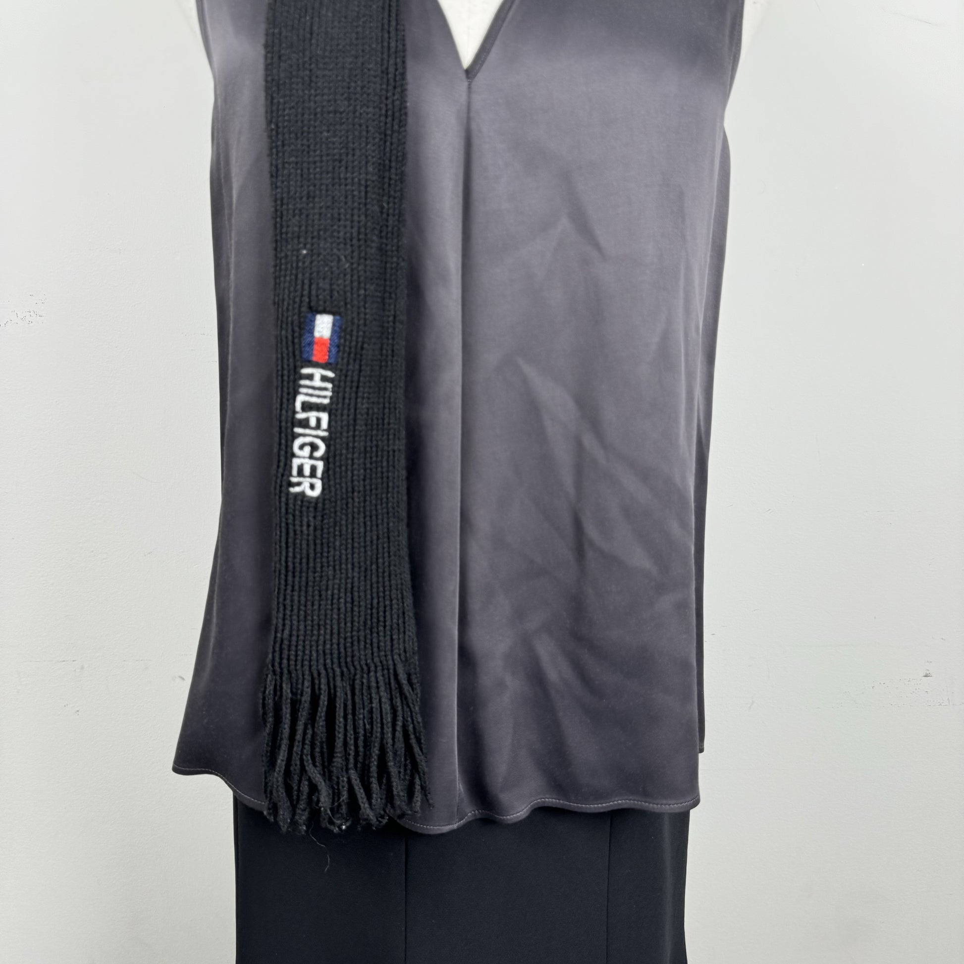 Tommy Black Skinny Scarf – view 3