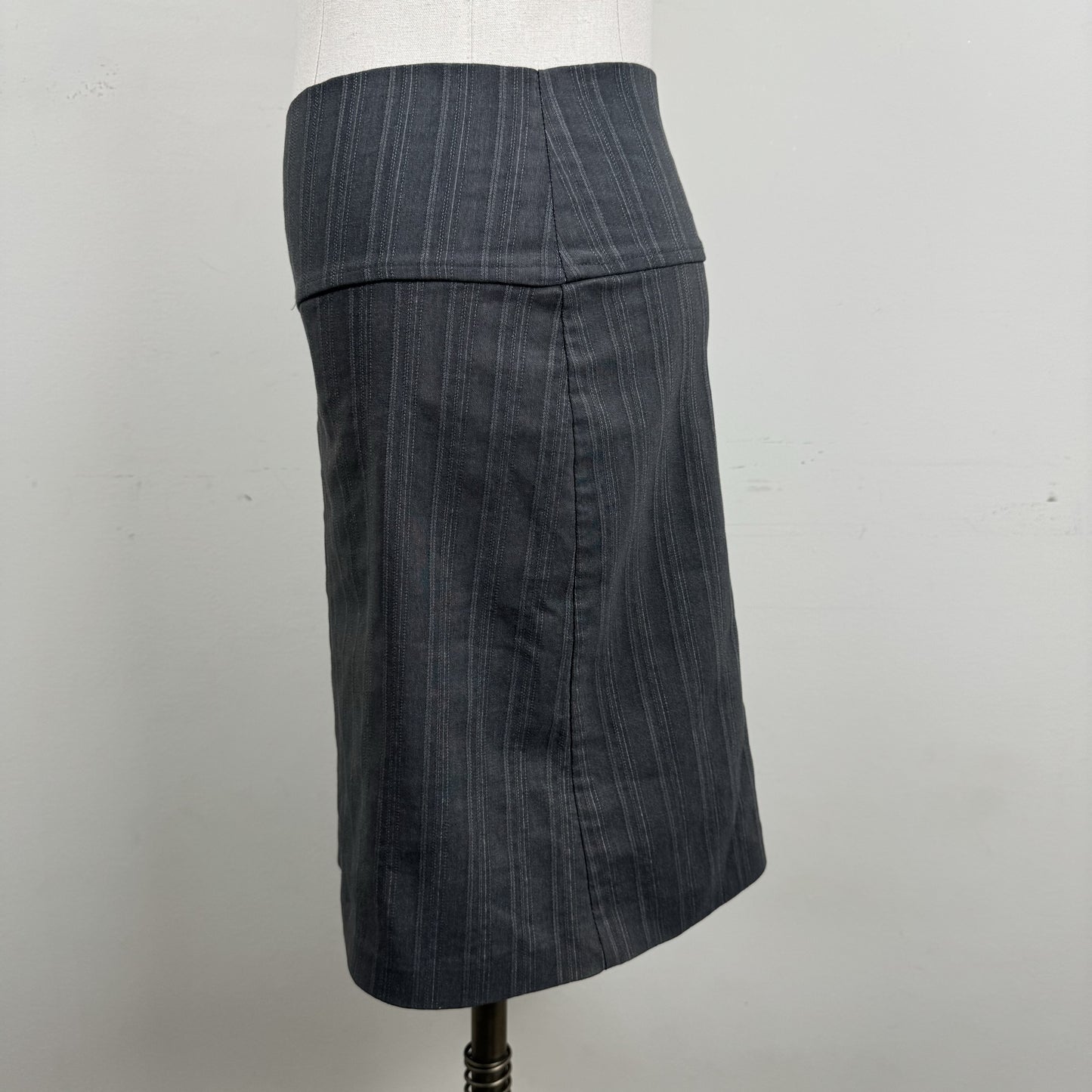 Vintage Grey Pinstripe Midi Skirt – view 5