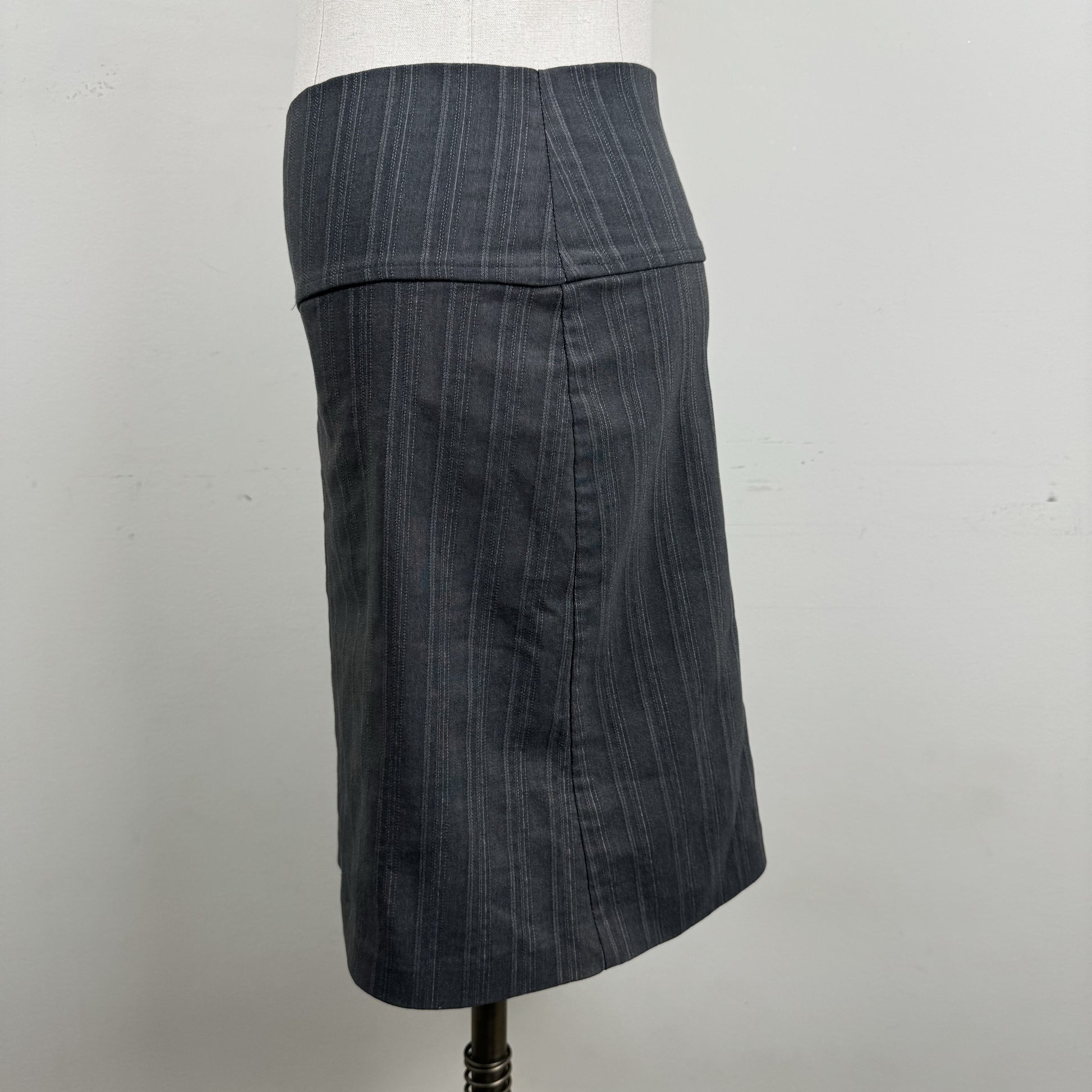 Vintage Grey Pinstripe Midi Skirt – view 5
