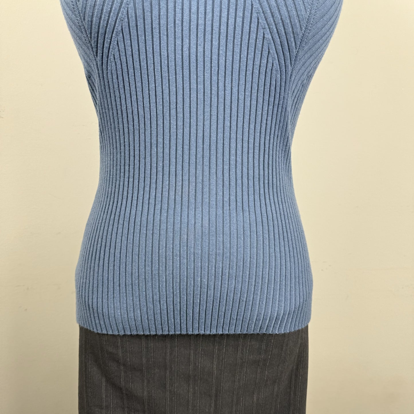 Blue Fitted Knit Sleeveless Top – view 5