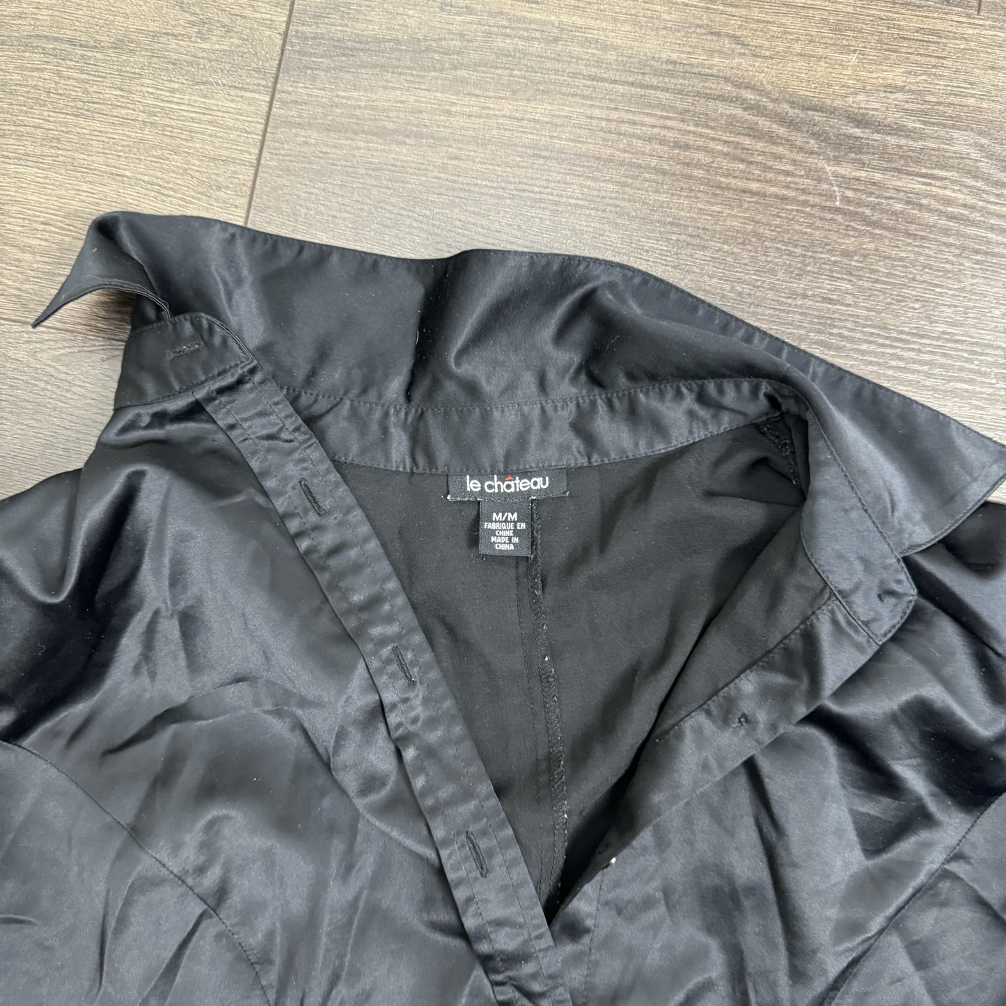 Black Satin Button Up Shirt – view 3